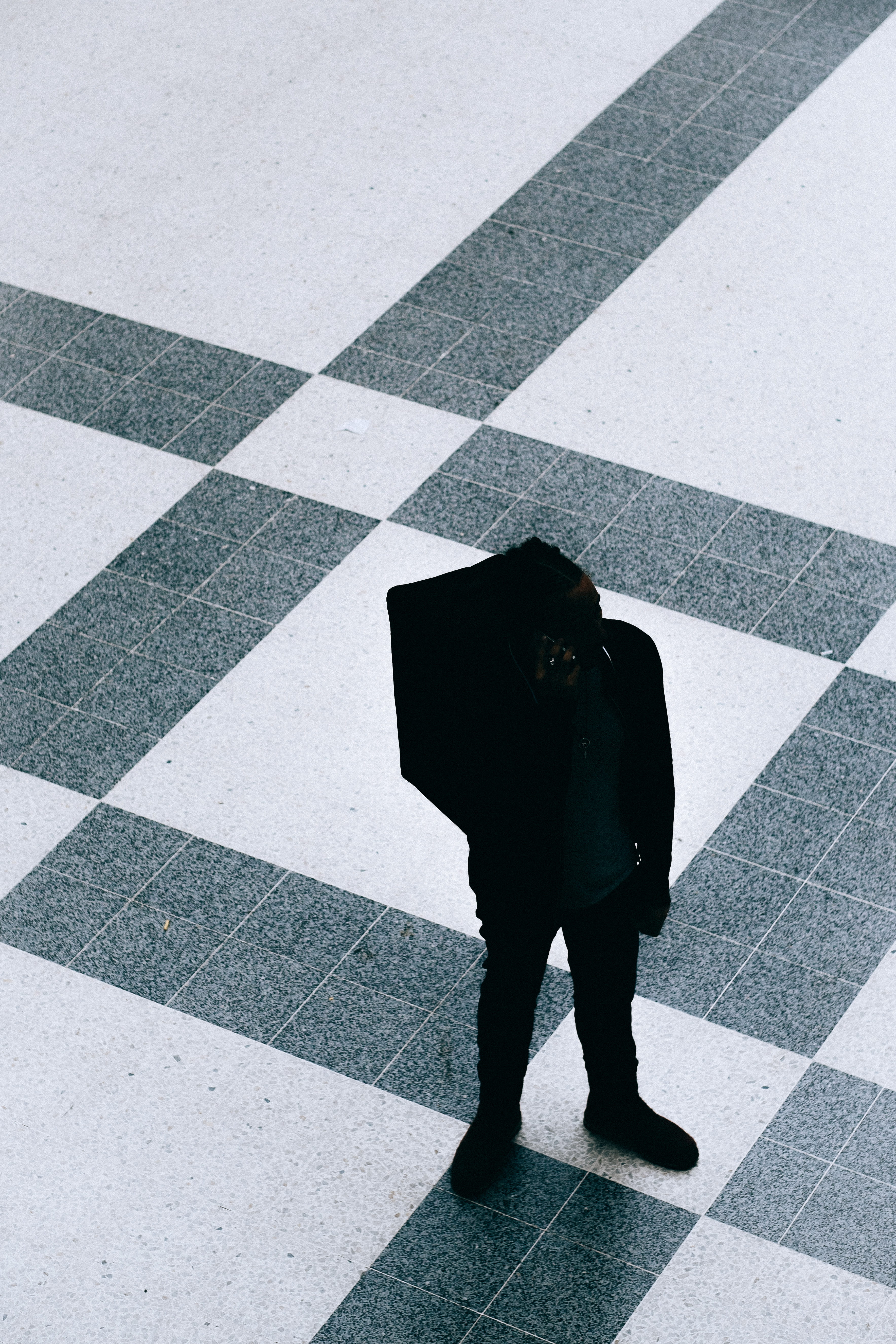 white, full length, building, real people, gray, city, crossing, standing, crosswalk, misty, one person, walking, silhouette, cloudy, transportation, marking, Phone HD Wallpaper