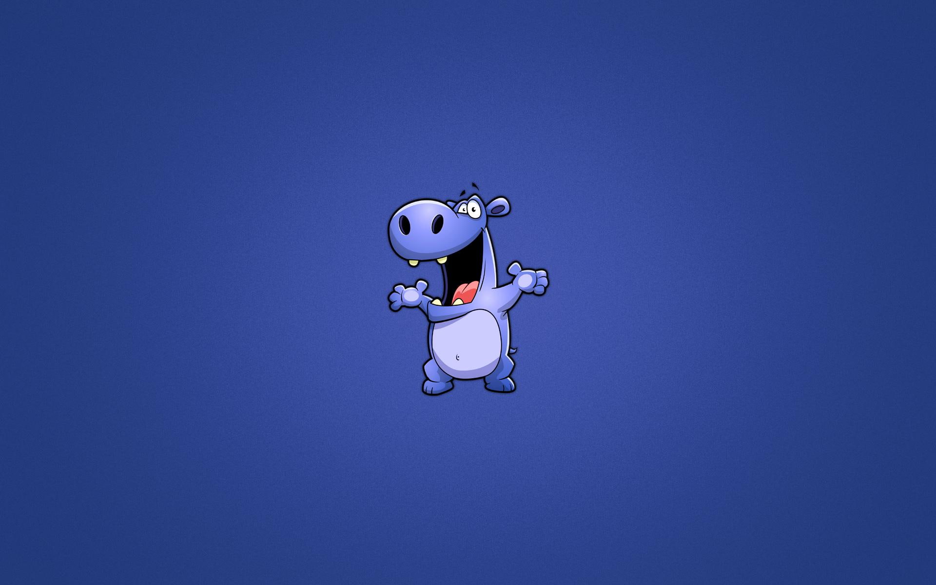 happy, 1080P, animal, 3d and abstract, hippo, HD Wallpaper