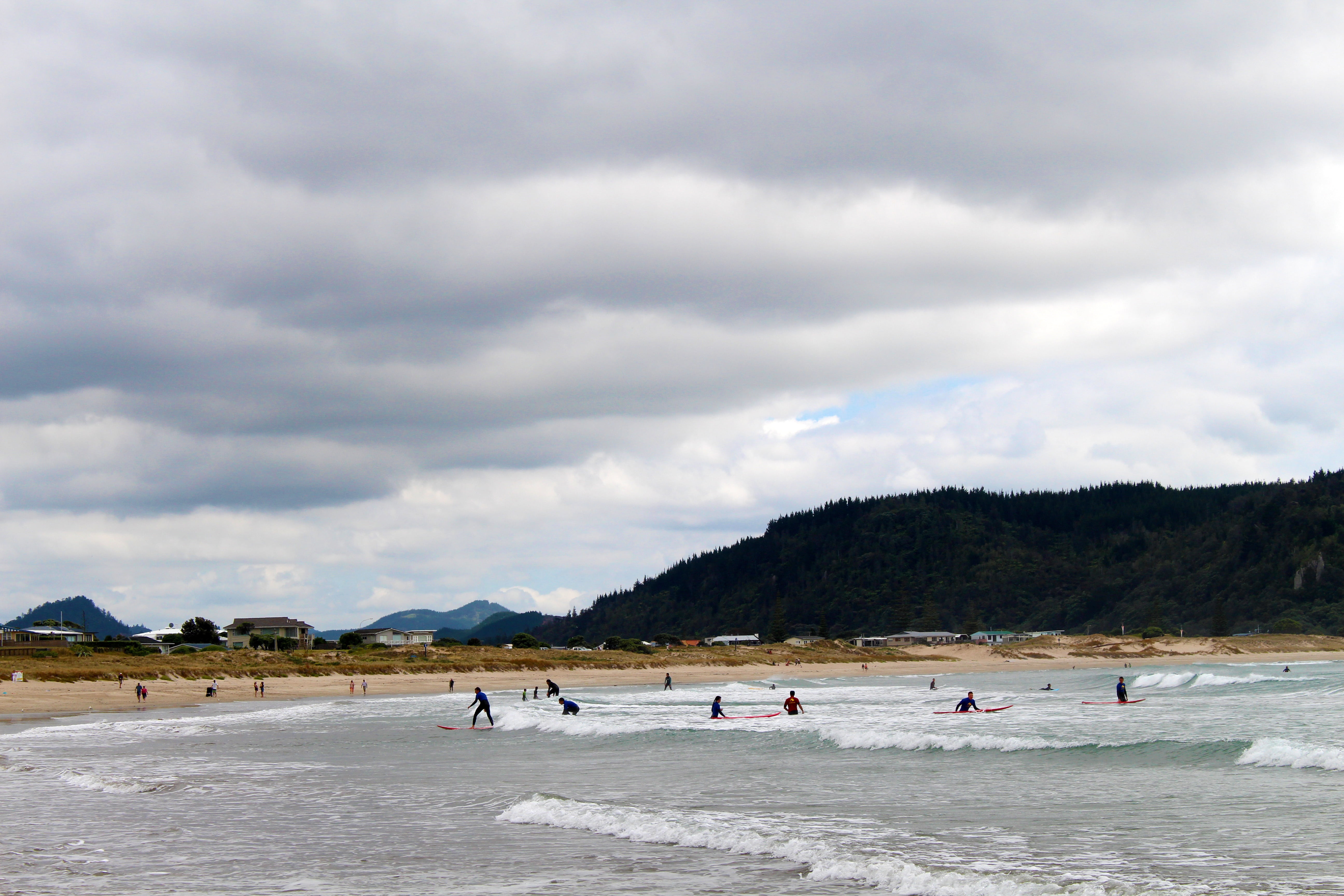 surf, sport, group of people, north island, sand, leisure activity, forest, land, trip, seaside, scenics - nature, blue, outdoors, sea, mood, cloud - sky, HD Wallpaper