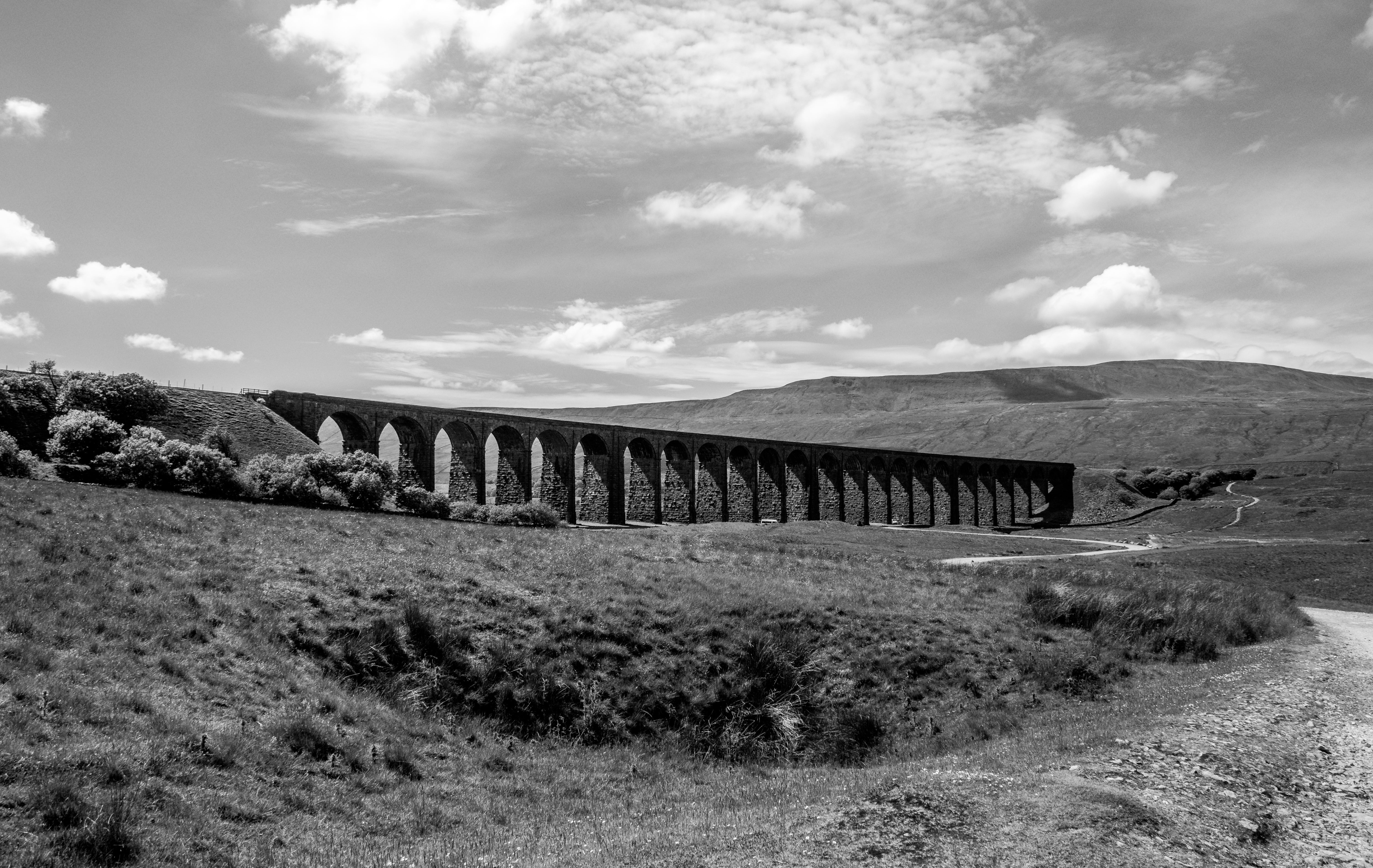 connection, arch bridge, outdoors, built structure, scenics - nature, bridge - man made structure, non-urban scene, ribblehead, railway, transportation, HD Wallpaper