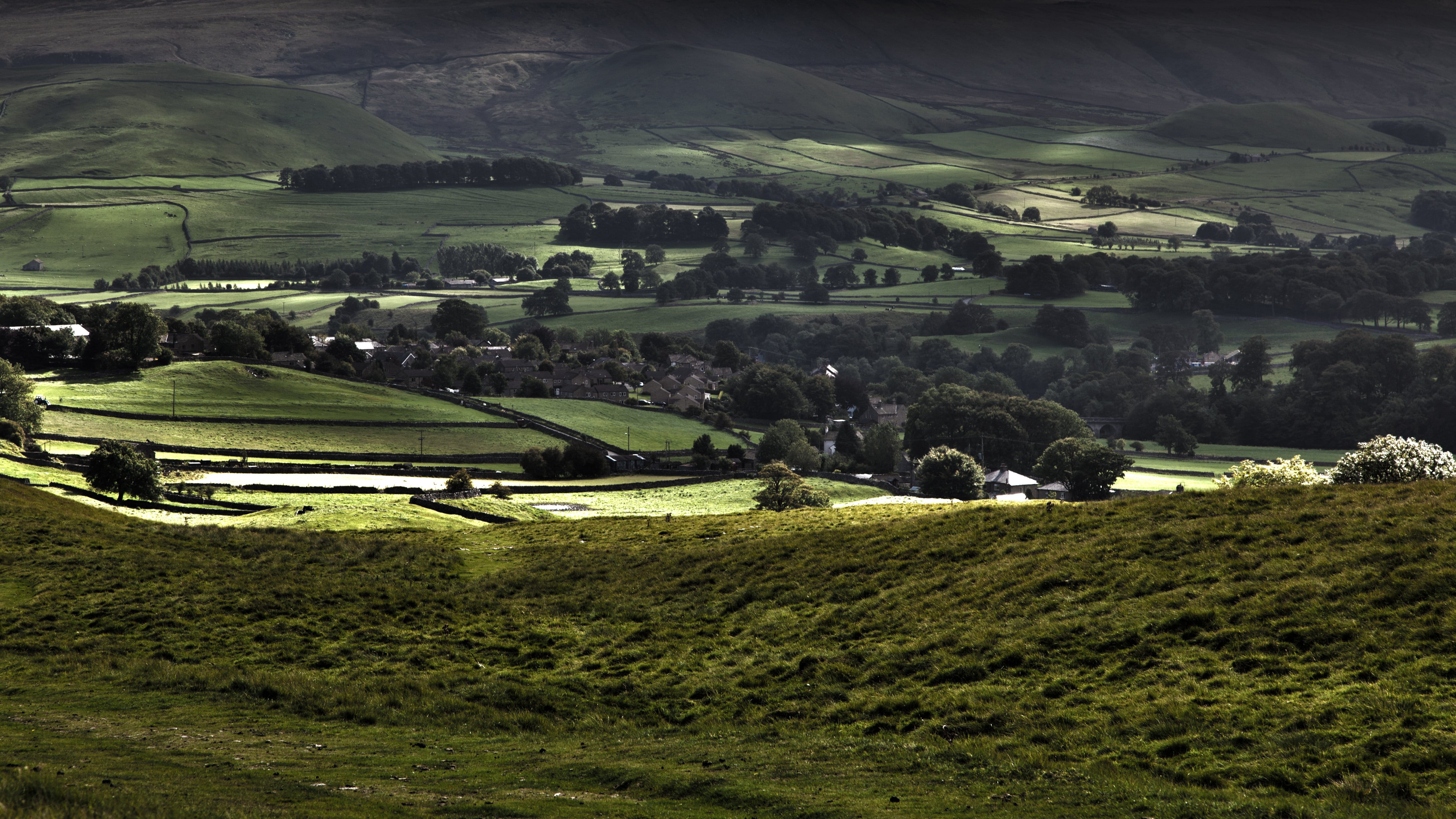 land, architecture, agriculture, yorkshire, tree, farm, idyllic, scenics - nature, Countryside, park, Dales, 5K, rural, rural scene, valley, tranquility, HD Wallpaper