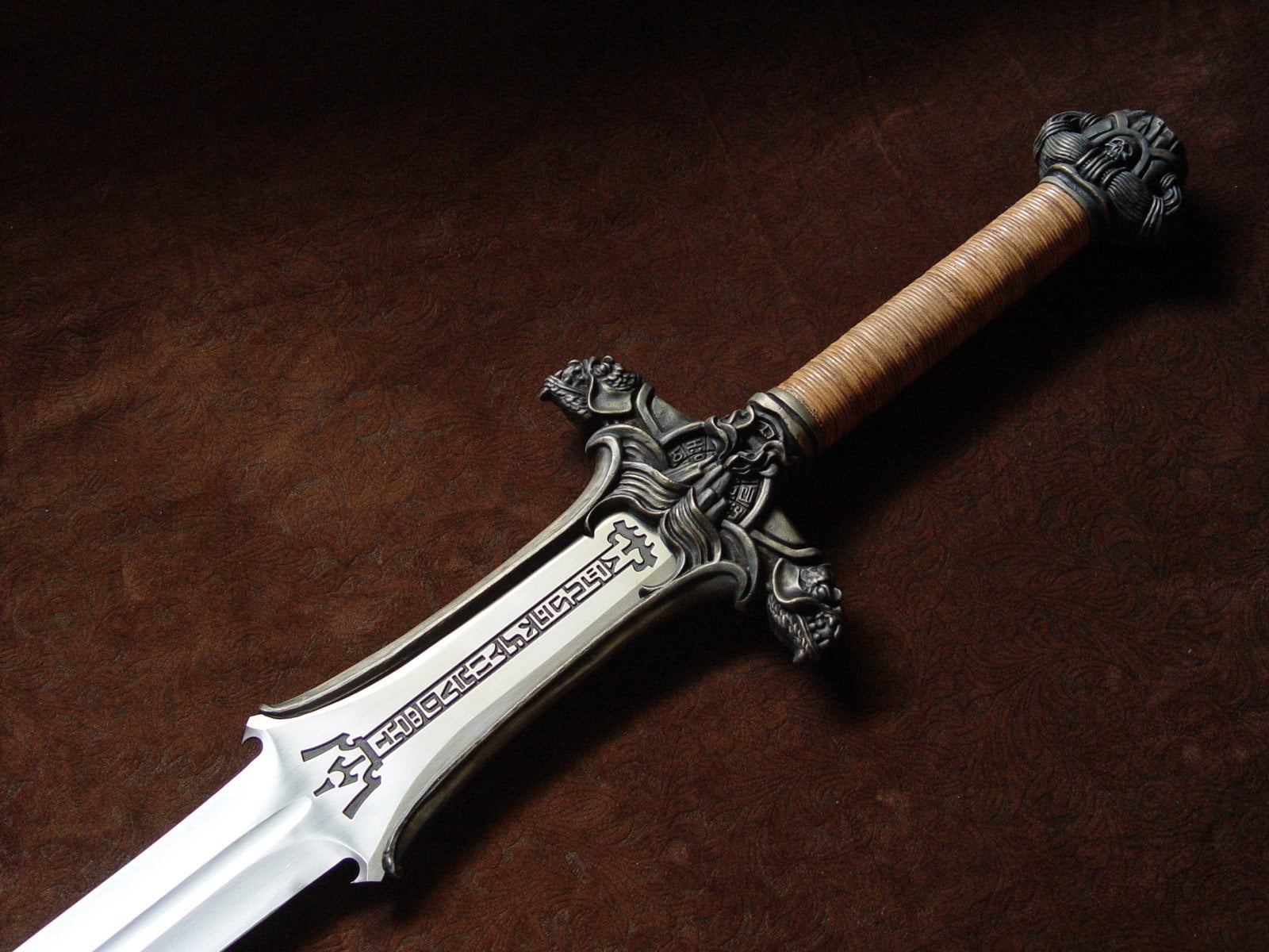 brown, no people, handled, belief, longsword, pattern, Man Made, antique, high angle view, shape, still life, design, wood, close-up, weapon, two objects, HD Wallpaper