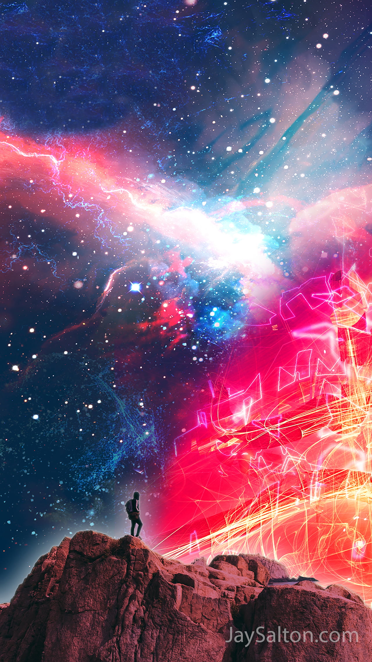 surreal, space, 1080P, digital art, psychedelic, jay salton, Phone HD Wallpaper