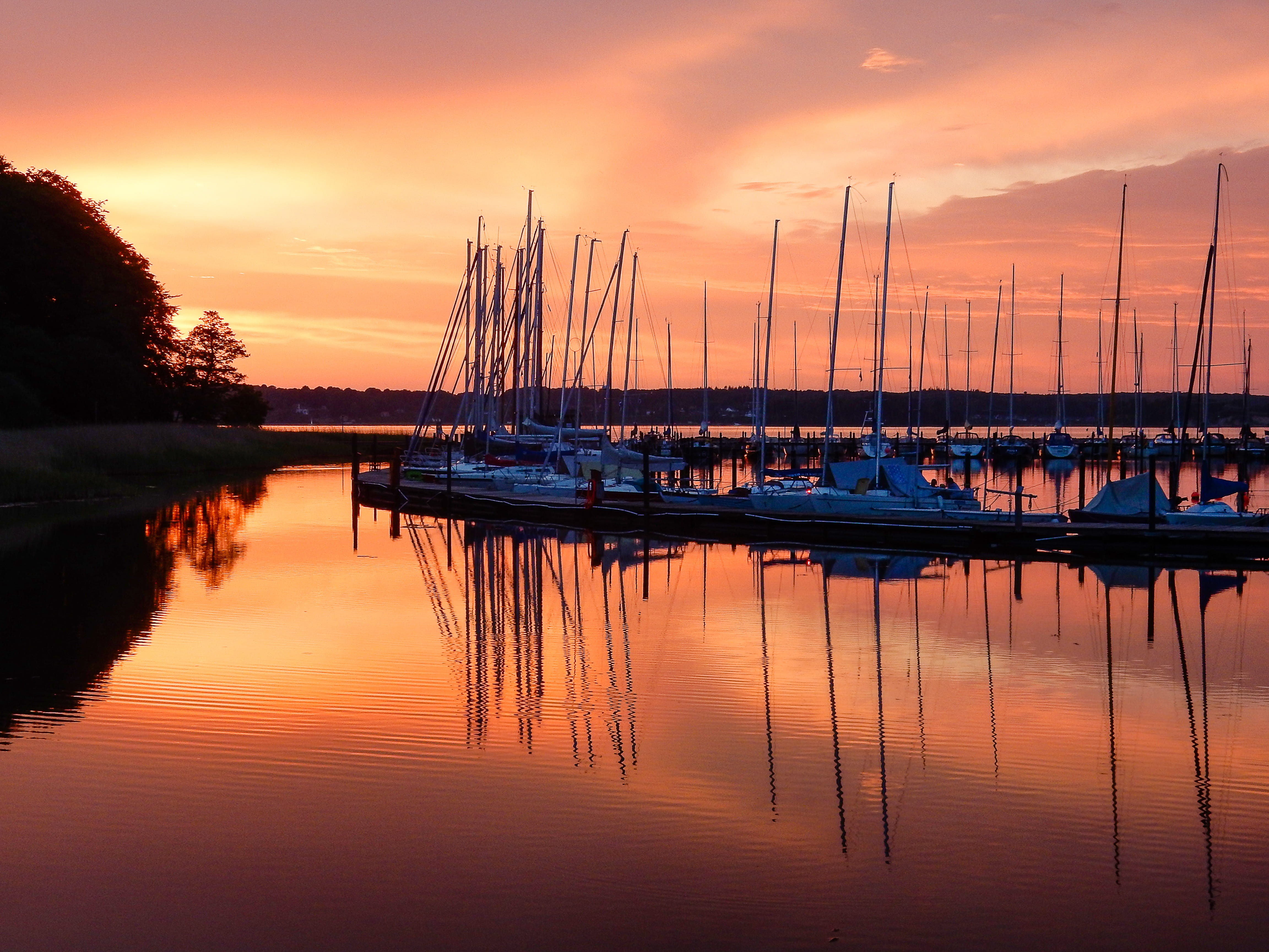 mast, reflection, scenics - nature, transportation, harbor, peaceful, nature, water, abendstimmung, anchorage, beauty in nature, marina, tranquility, mirroring, HD Wallpaper
