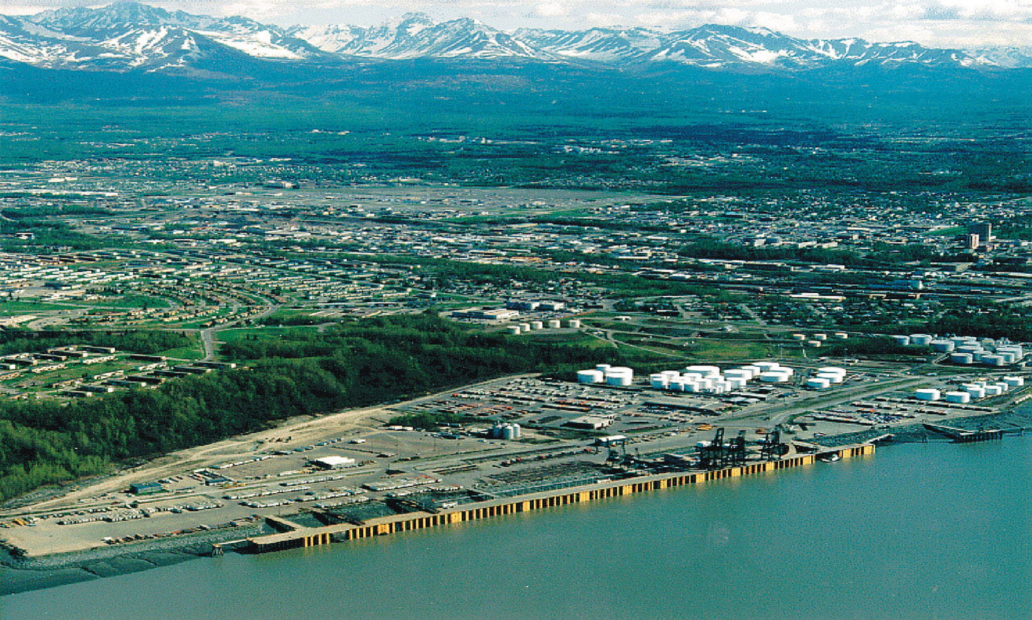 harbor, city, United States, river, public domain, land, building, panoramic, scenics, view, nature, europe, mountain, Port of Anchorage, town, built structure, HD Wallpaper
