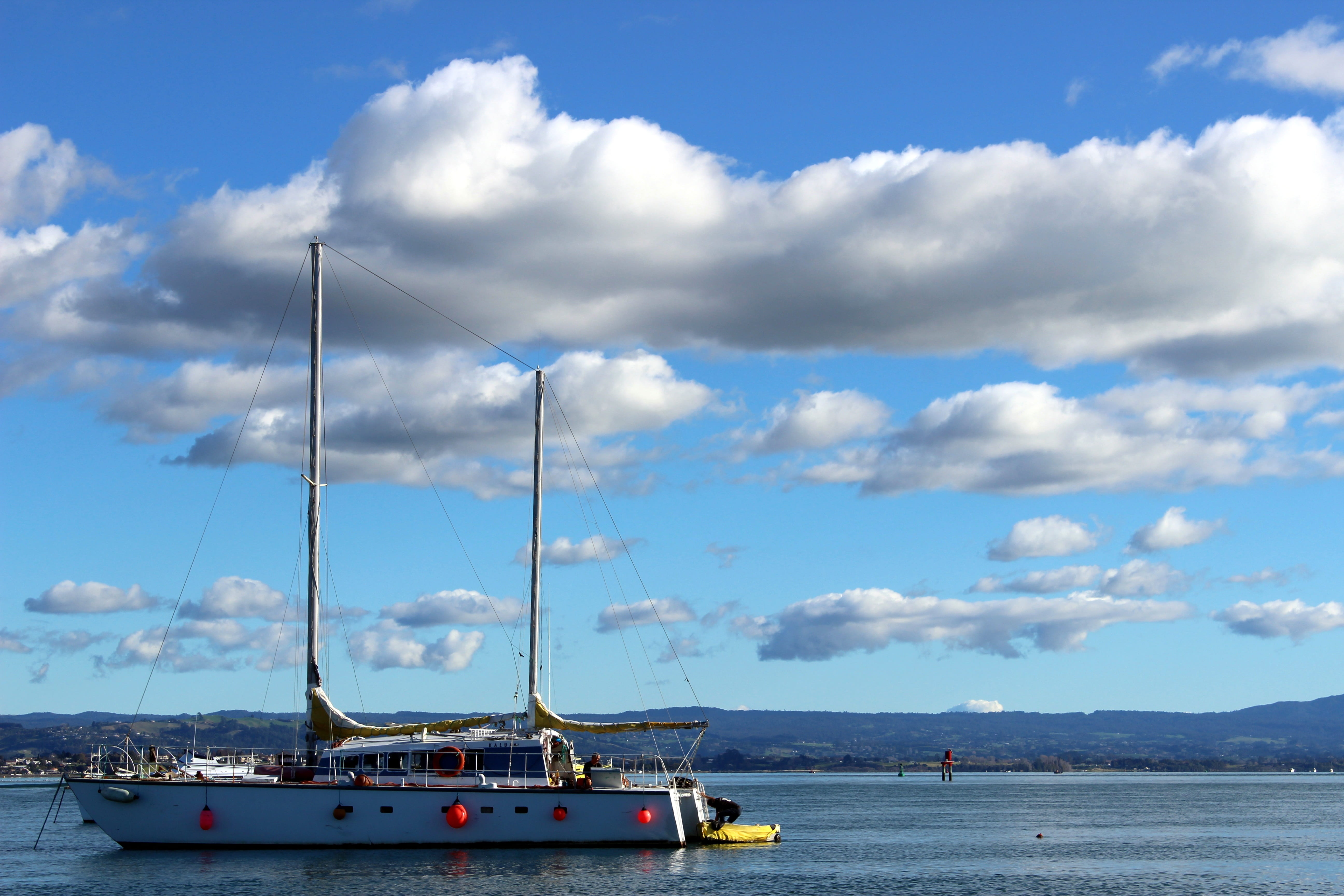 mountain, ship, transportation, water, sea, mode of transportation, beauty in nature, day, travel, harbor, yacht, nature, no people, cloud - sky, ocean, HD Wallpaper