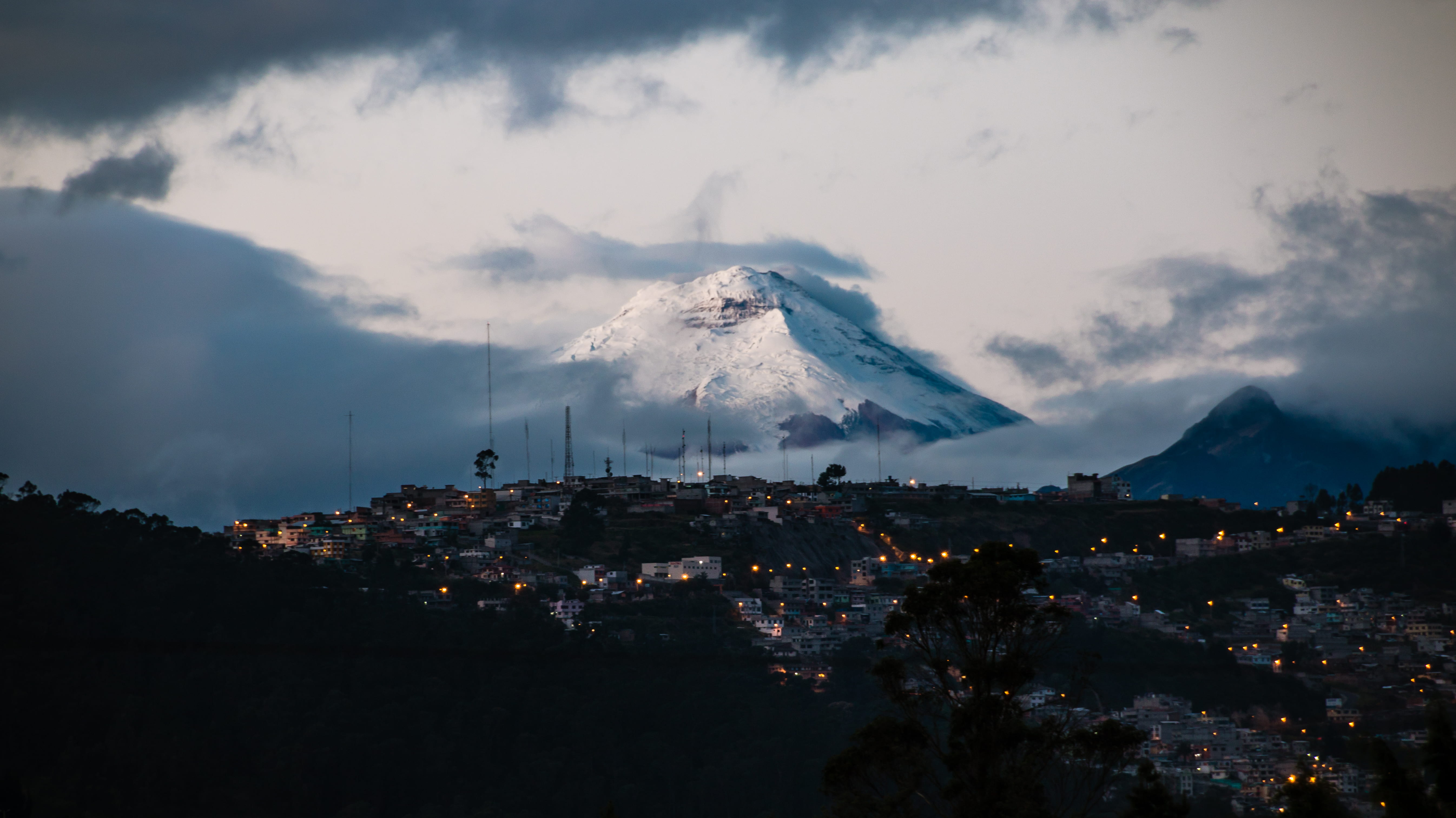 nature, cityscape, smoke - physical structure, ande, architecture, travel, volcano, cold temperature, long exposure, building exterior, city, cloud - sky, HD Wallpaper