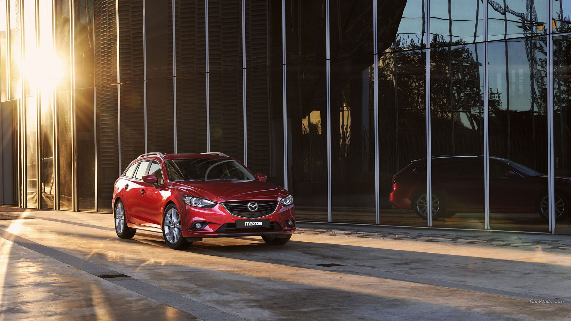 door, red, car, city, people, building exterior, road, architecture, Mazda 6, transportation, nature, 1080P, street, motion, land vehicle, hatchback, mode of transportation, HD Wallpaper