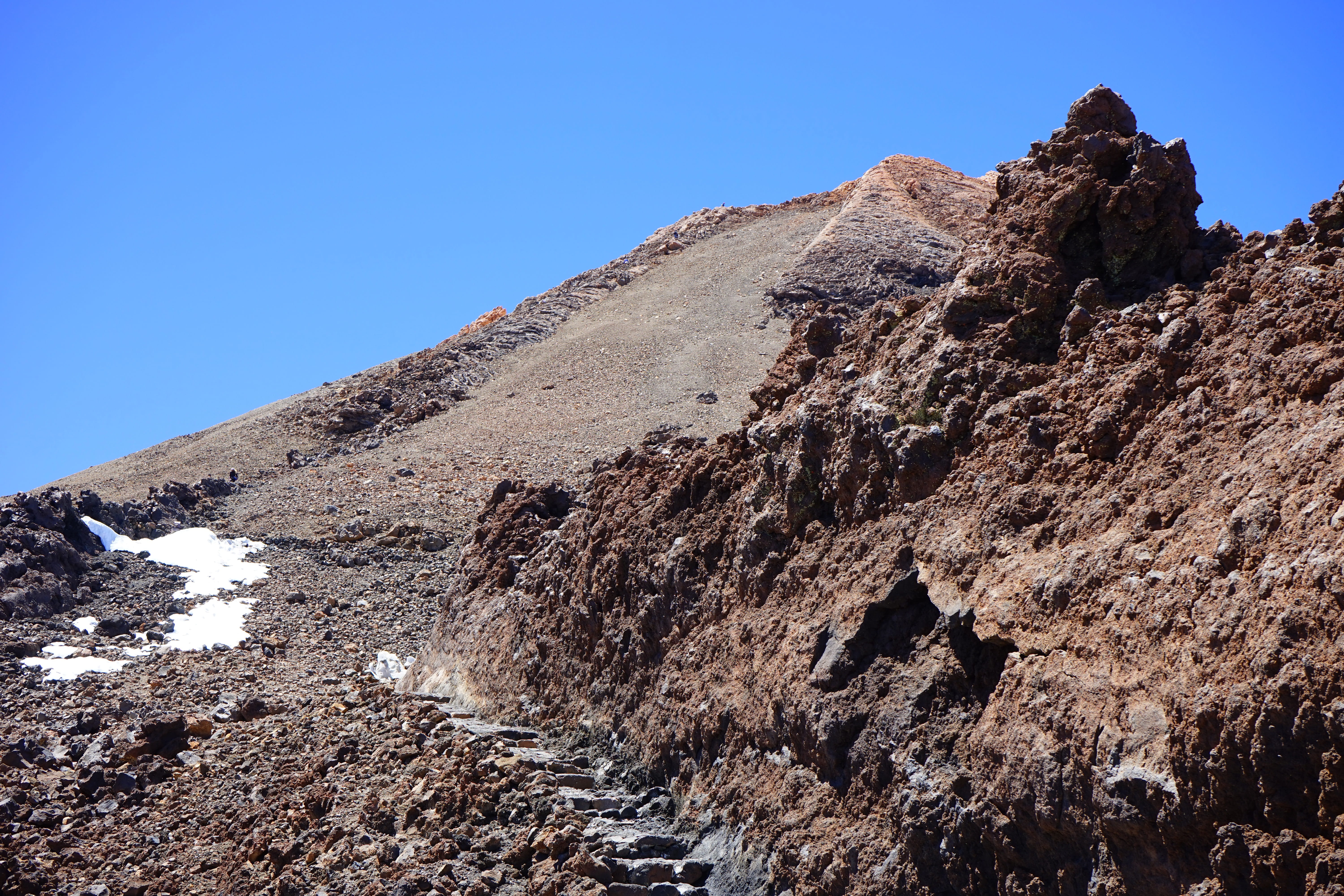 teyde, arid climate, canary islands, Rise, lava flow, landscape, clear sky, low angle view, no people, eroded, rock - object, blue, formation, physical geography, HD Wallpaper