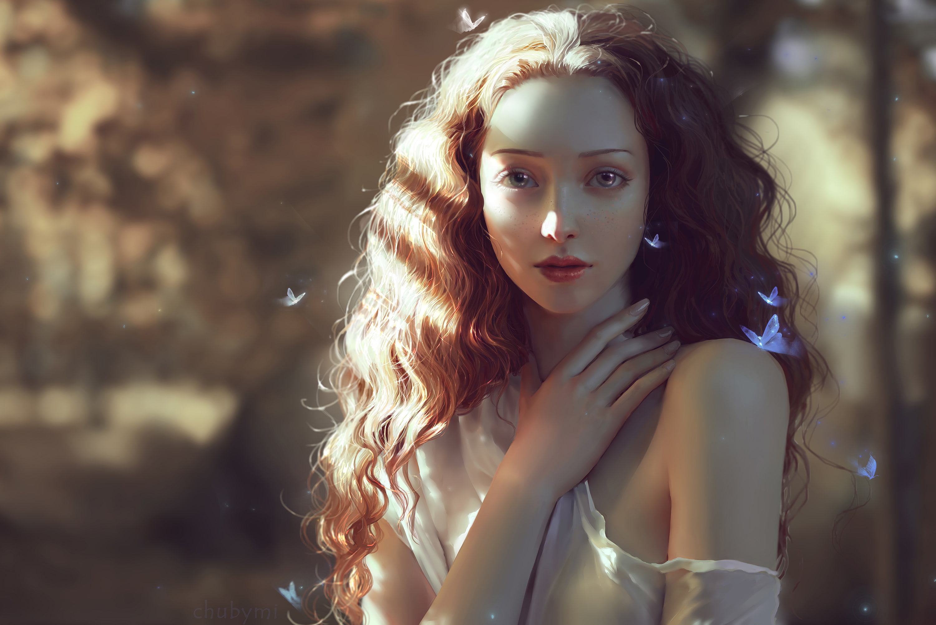 Girl, Beautiful woman, 2K, Fairy, Teen, Butterflies, HD Wallpaper