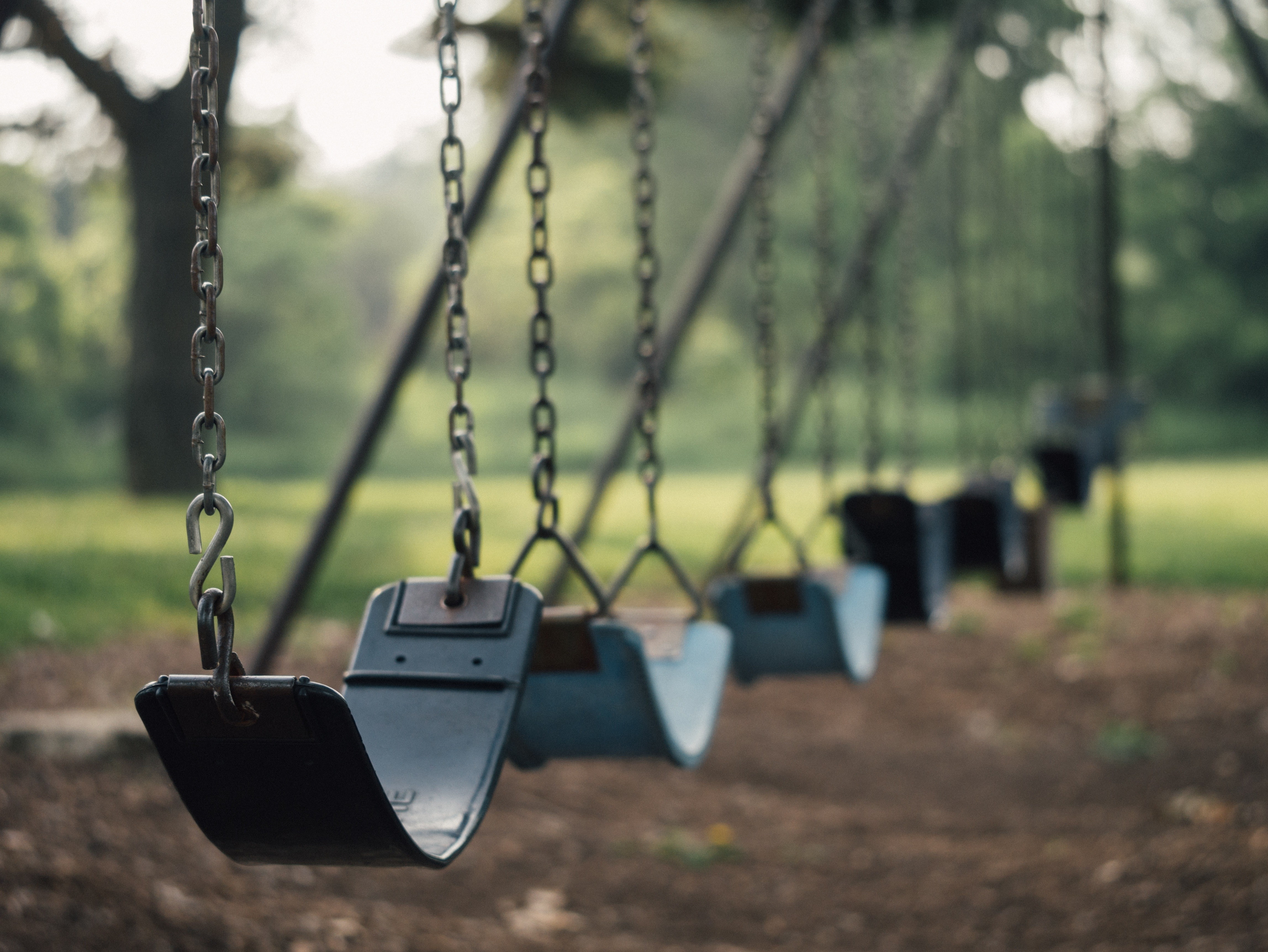 4K, park, depth of field, depth, swings, field, HD Wallpaper