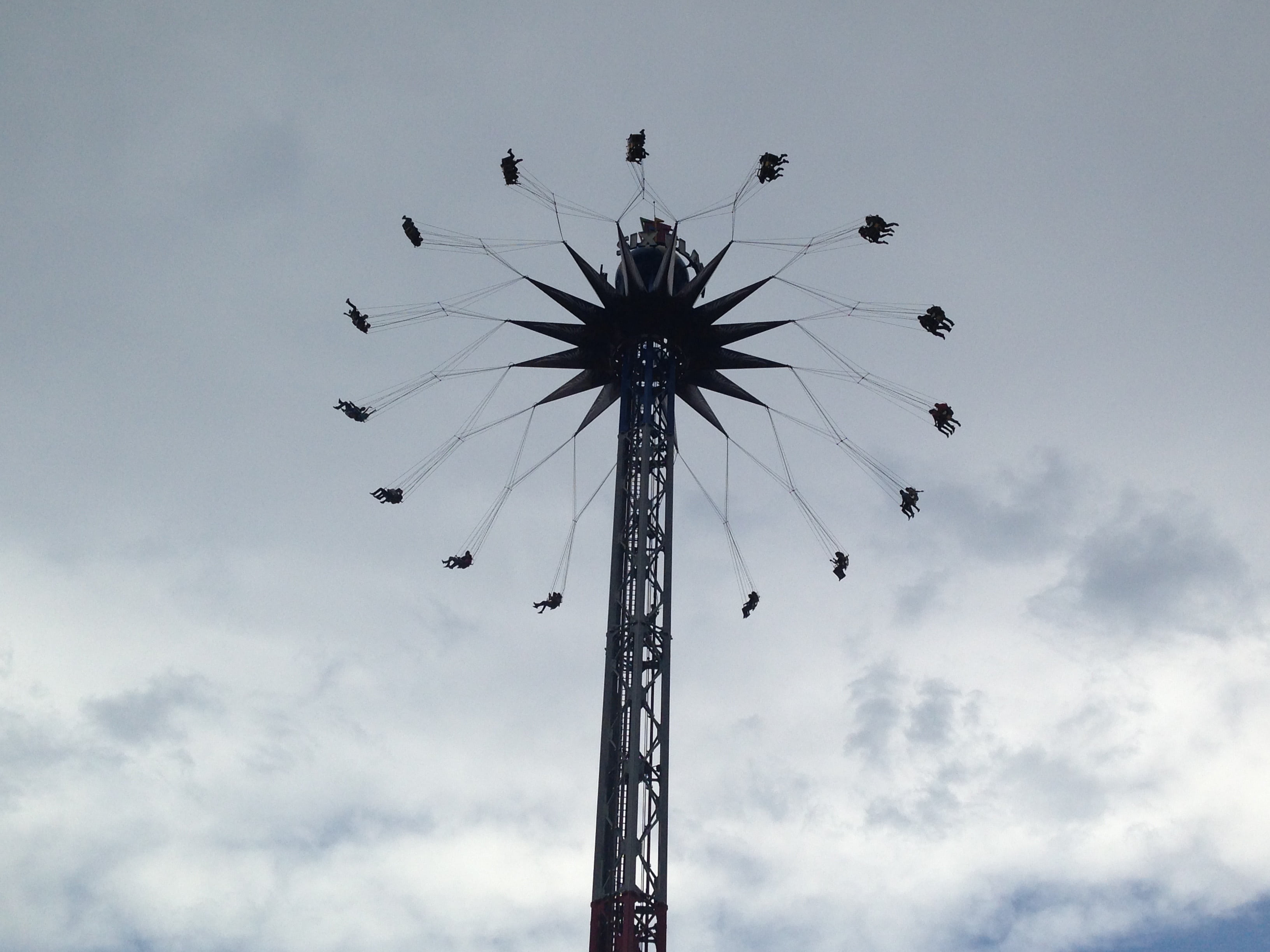 outdoors, amusement park ride, clouds, sky, cloud - sky, nature, no people, leisure activity, tall - high, fun, fair, day, playing, freedom, amusement park, HD Wallpaper