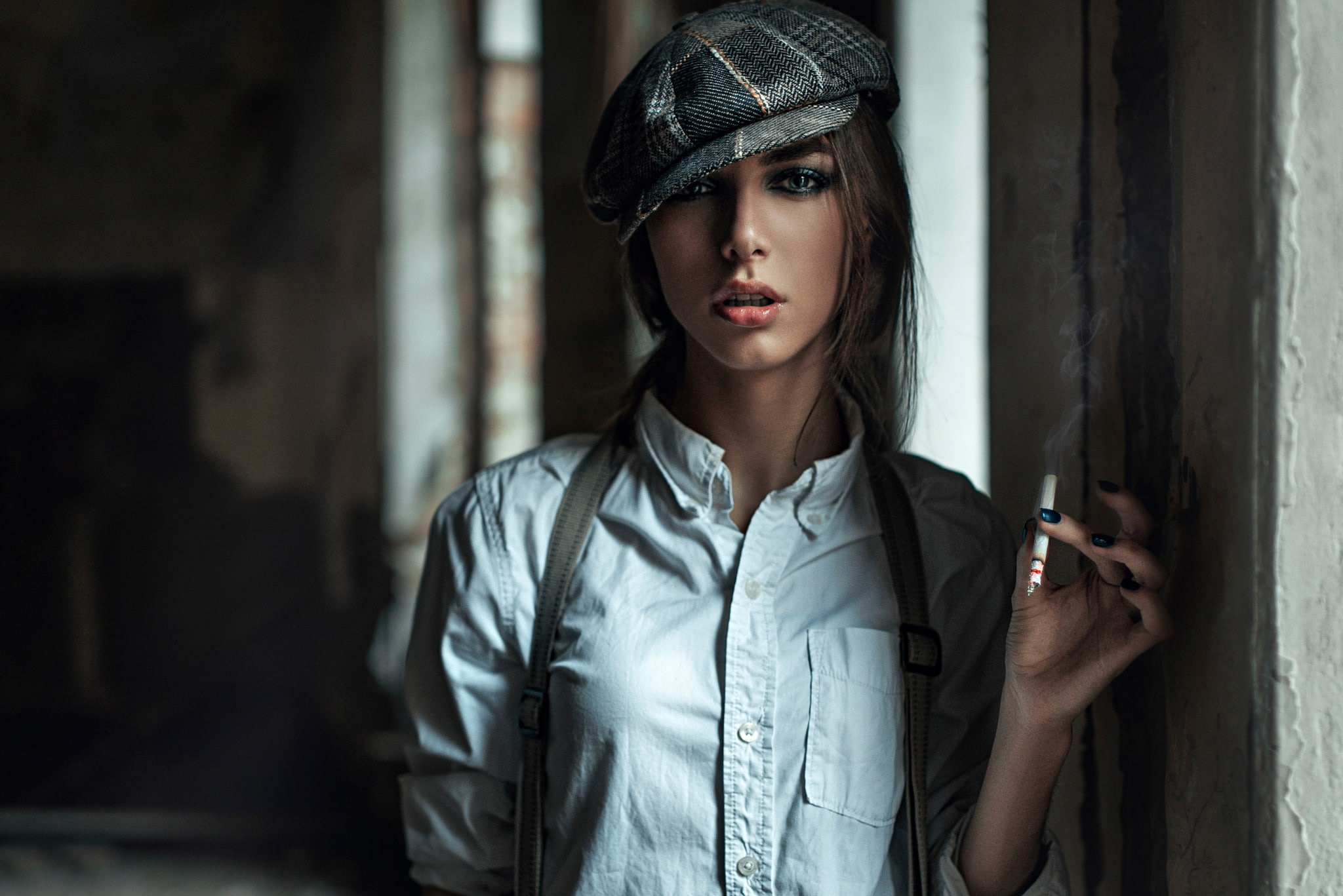 working style, George Chernyadev, cap, Vagrant, Vika, shirt, 1080P, Victoria Vishnevskaya, HD Wallpaper