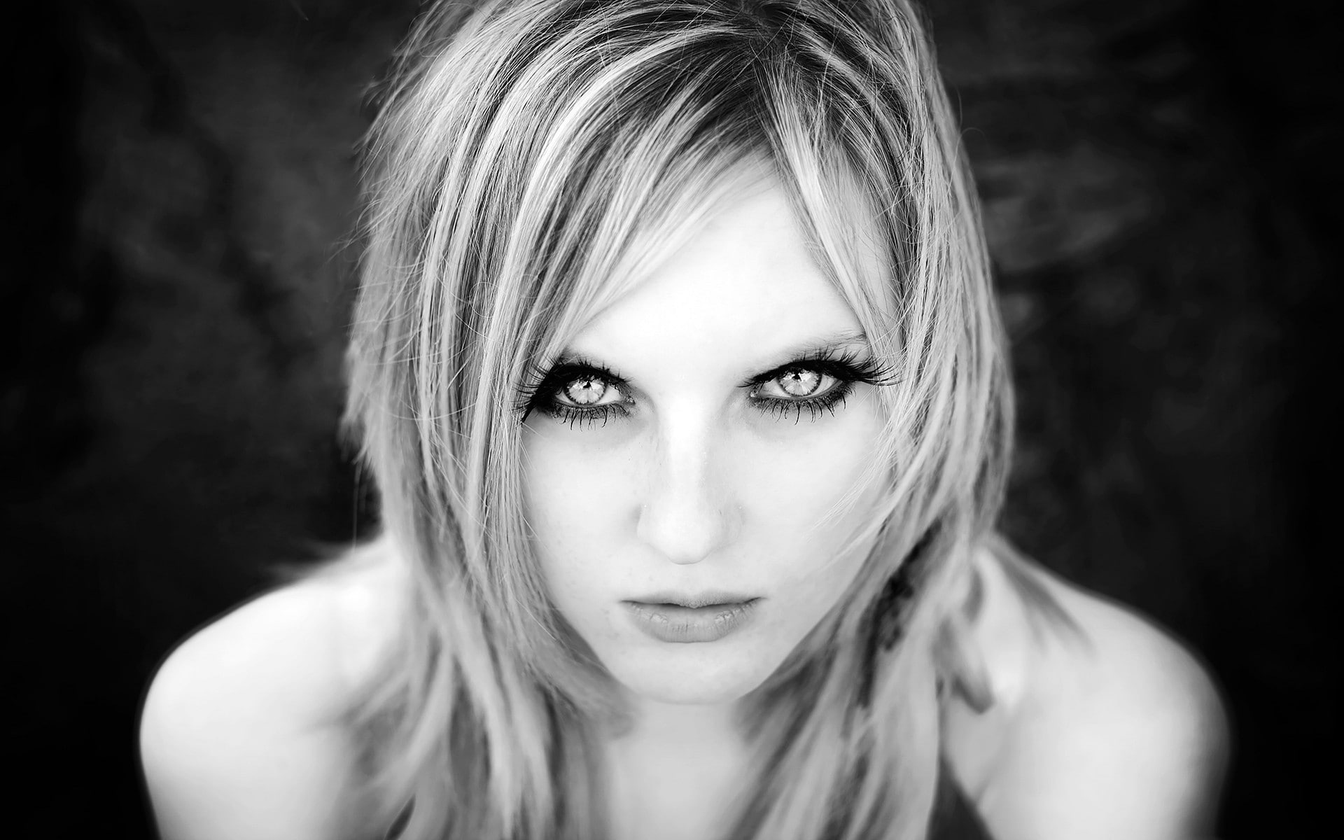 portrait, women, hypnotic, 1080P, eyes, monochrome, HD Wallpaper