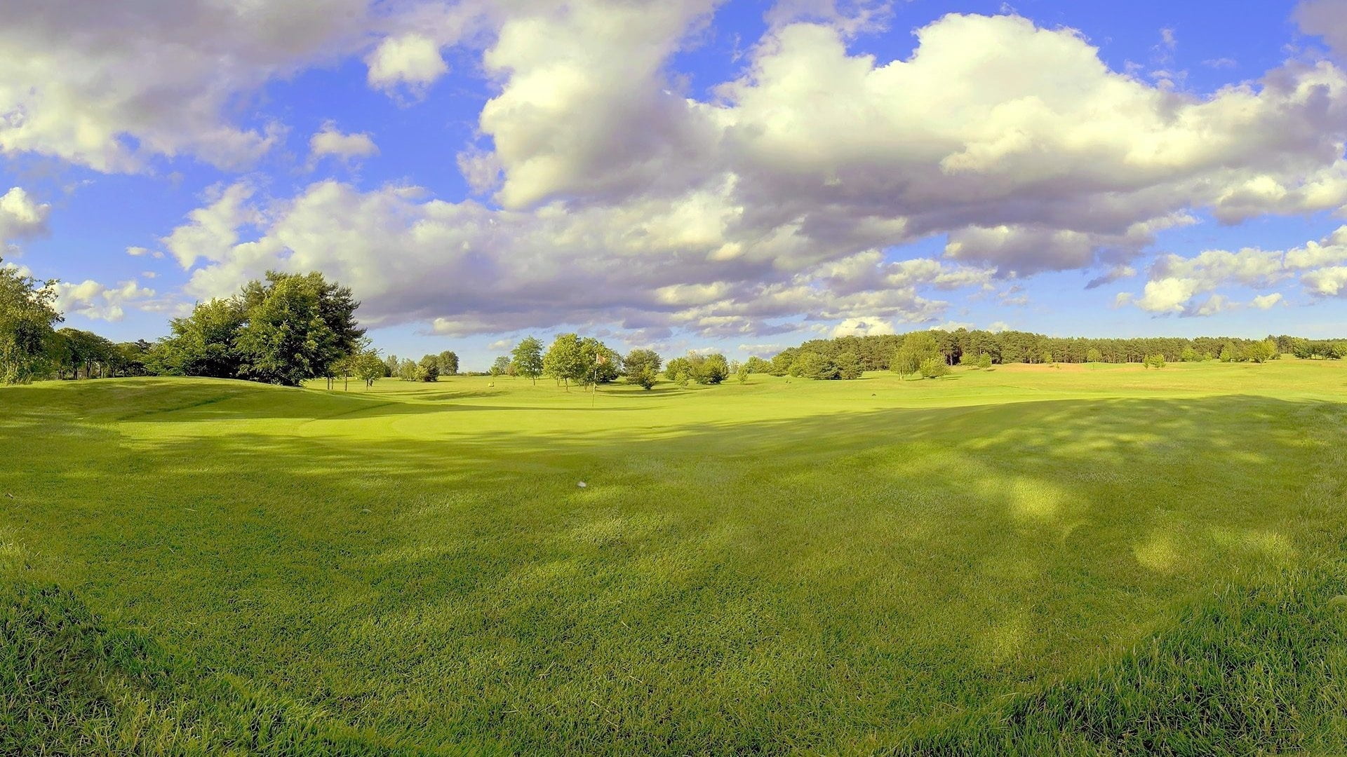sport, green - golf course, landscaped, 1080P, environment, clouds, green Color, day, landscape, non-Urban Scene, rural Scene, grass, sun, tree, scenics, HD Wallpaper
