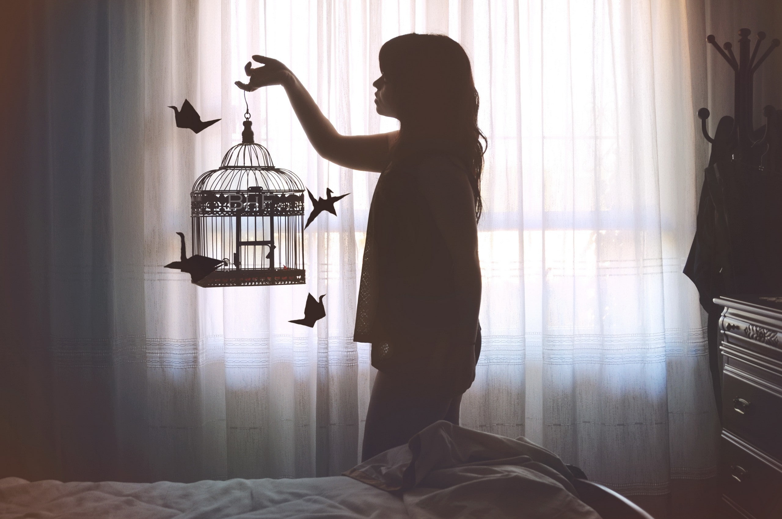 model, women, birdcage, window, 2K, HD Wallpaper