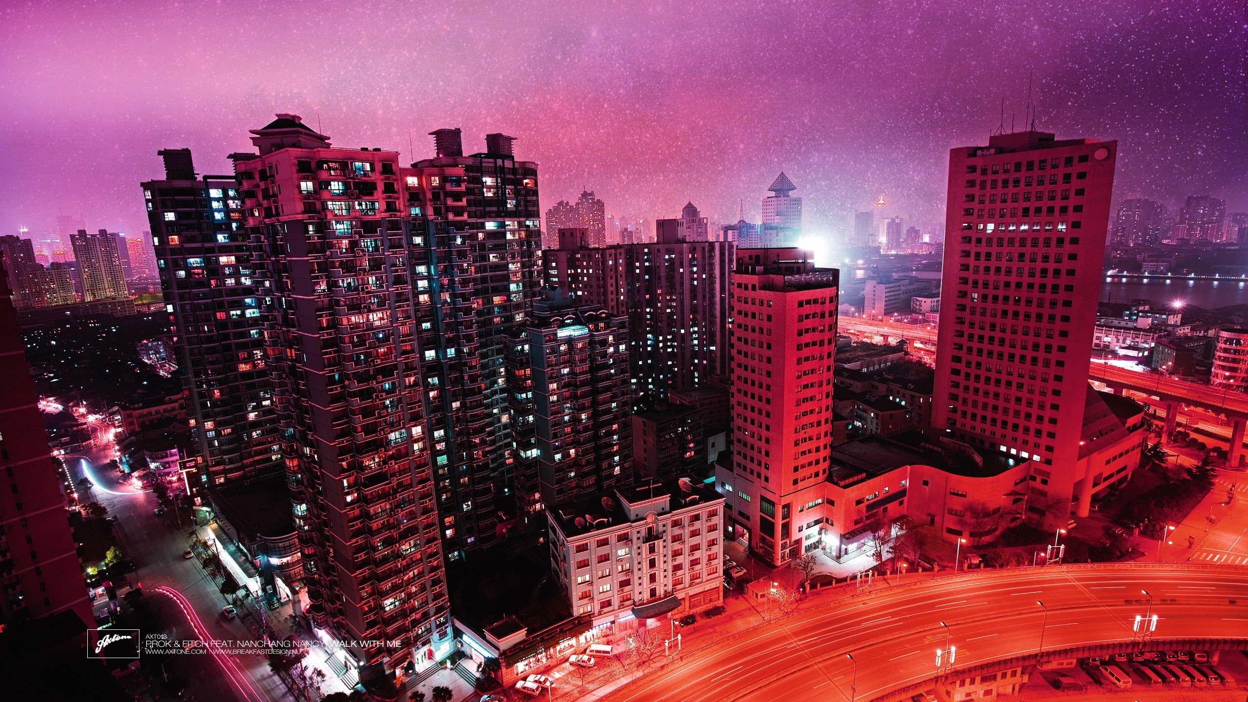 cityscape, album covers, Axtone, purple, 2K, HD Wallpaper