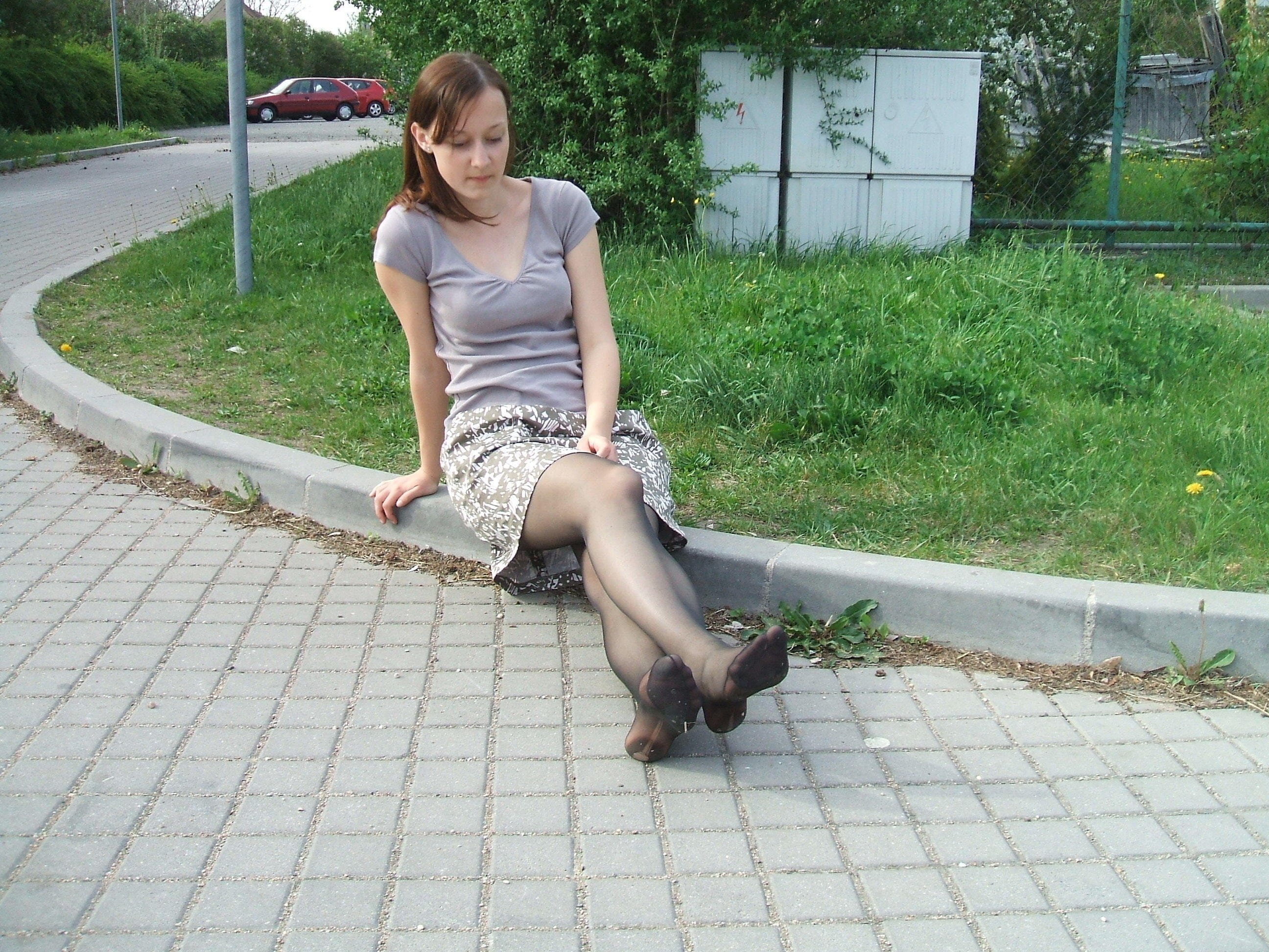 sexy, stocking, road, blonde, pantyhose, tights, 2K, babe, nylon, HD Wallpaper
