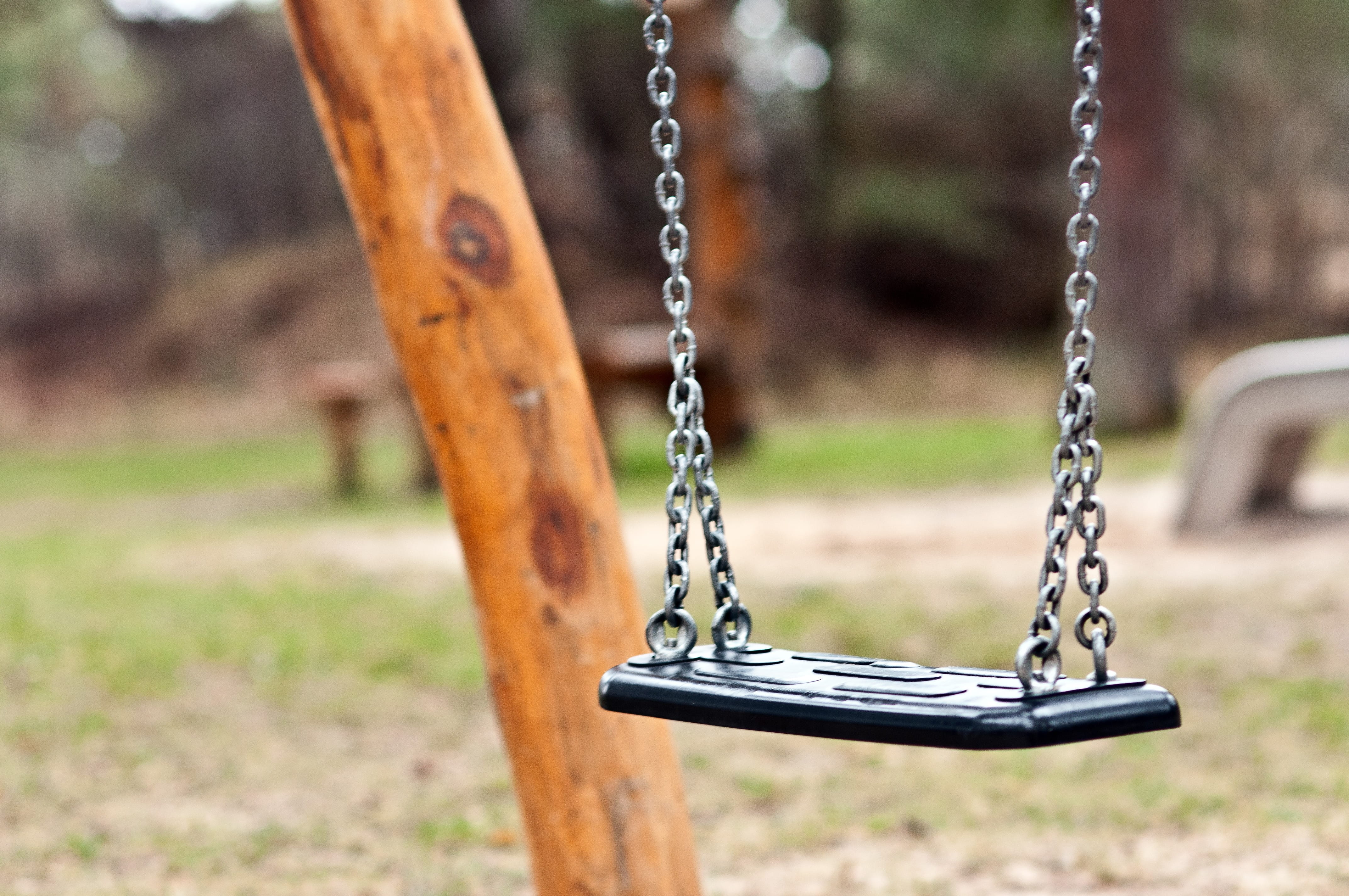 metal, plant, plastic, no people, swing device, black, chair, nature, outdoor play equipment, playground, park - man made space, wood - material, empty, HD Wallpaper