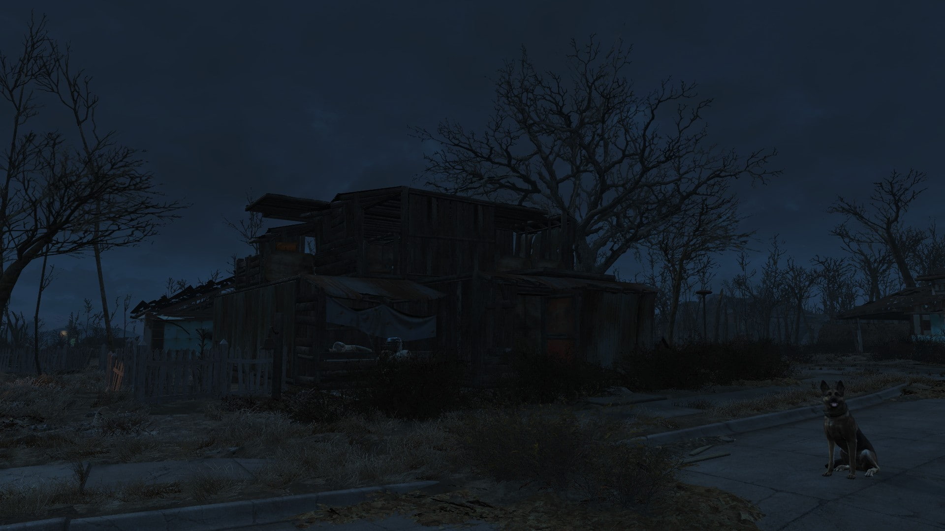 dusk, no people, outdoors, transportation, nature, plant, architecture, mammal, fallout 4 video games shelter fallout, built structure, building, bare tree, HD Wallpaper
