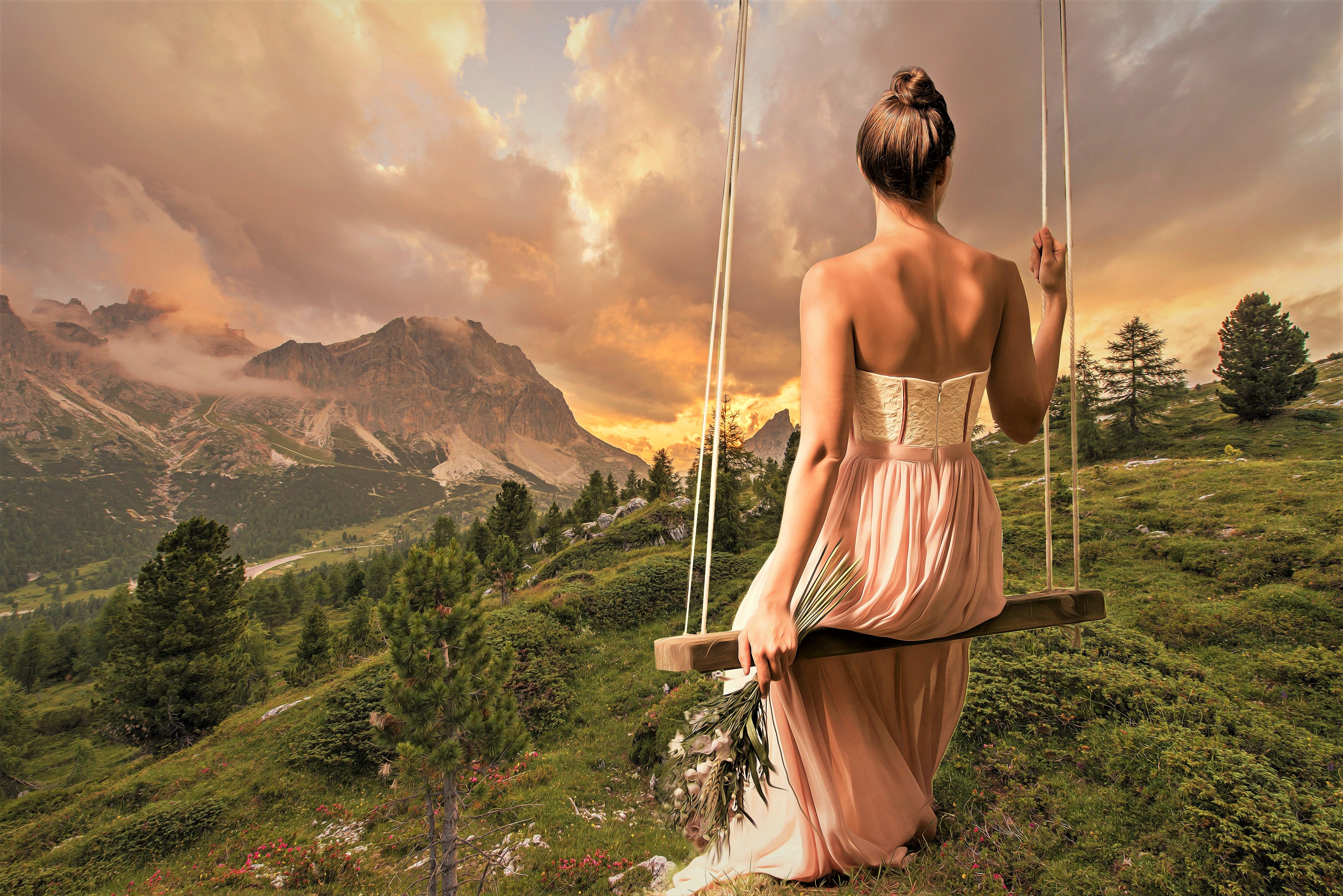 4K, Beautiful, Dream, Peaceful, Woman, 4K, Landscape, HD Wallpaper