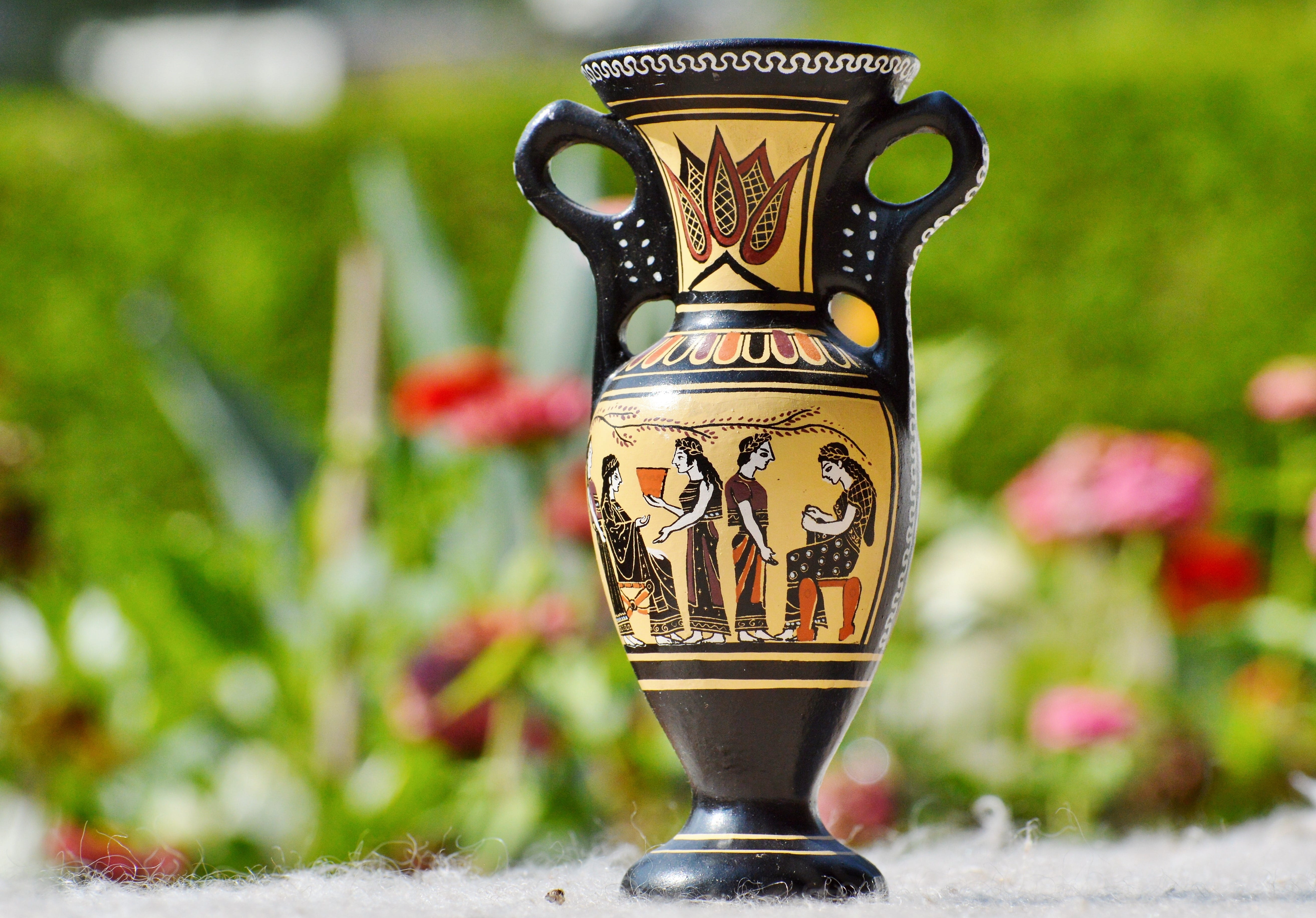 metal, greek amphora, vase, antique vases, pitcher - jug, clay pot, focus on foreground, nature, amphora, antique, craft, zweihenkliges pottery, close-up, HD Wallpaper