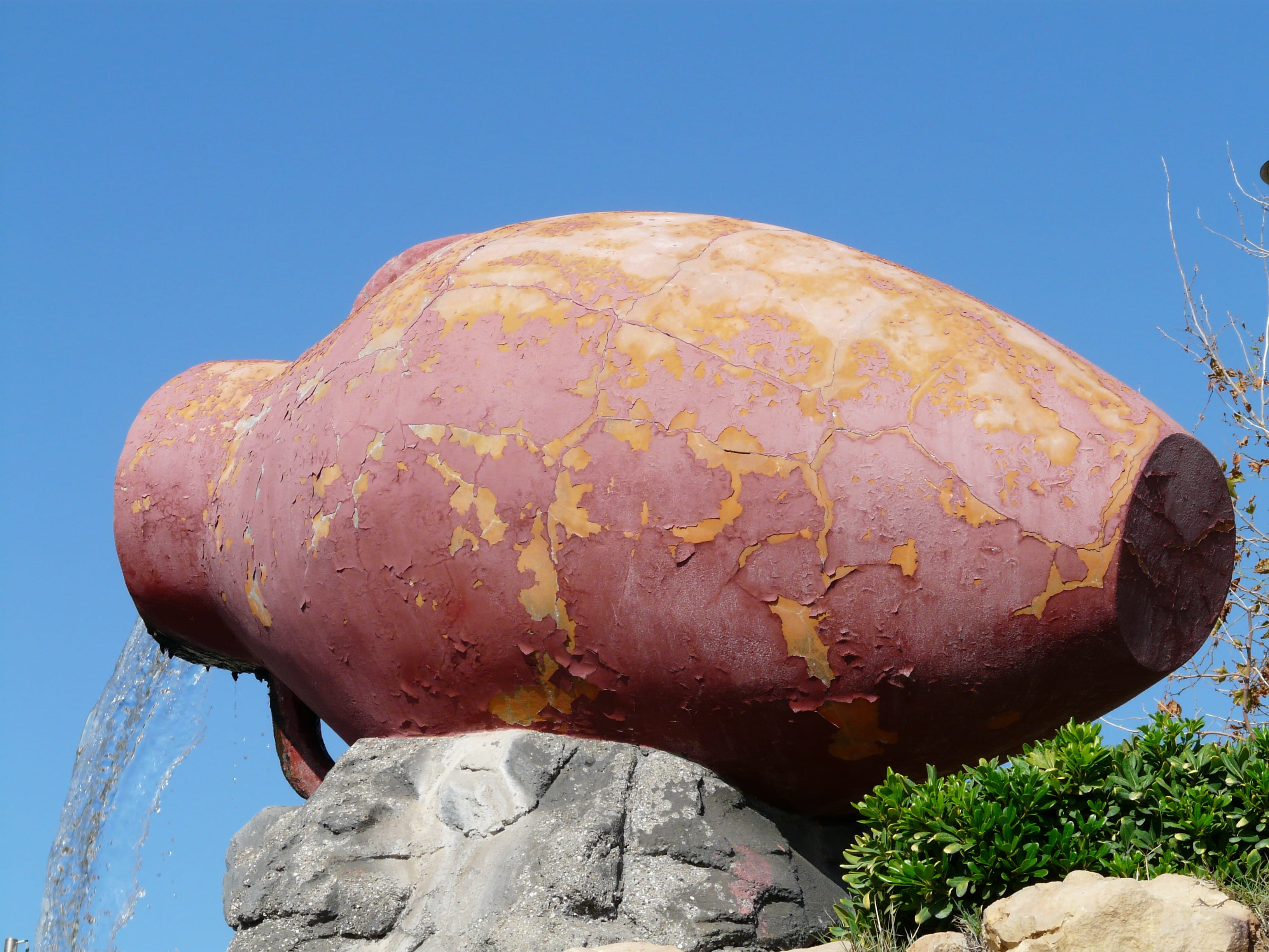 food and drink, 2K, rock, outdoors, summer, solid, large, red, sculpture, rock - object, waterfall, blue, close-up, food, statue, Amphora, sky, no people, HD Wallpaper