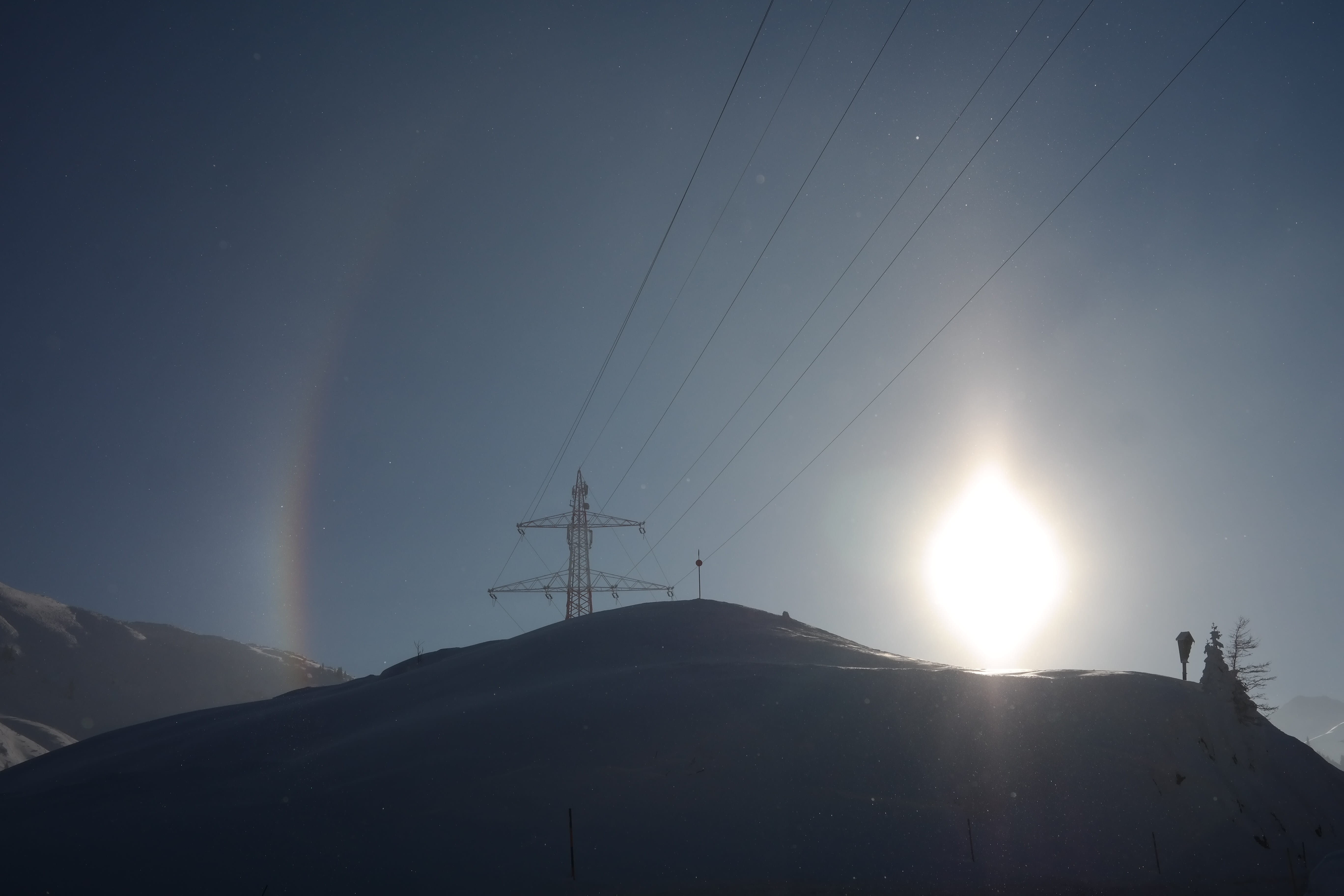 Halo, outdoors, cable, environment, connection, light, snow, scenics - nature, no people, light effect, brightly lit, architecture, winter, fuel and power generation, HD Wallpaper