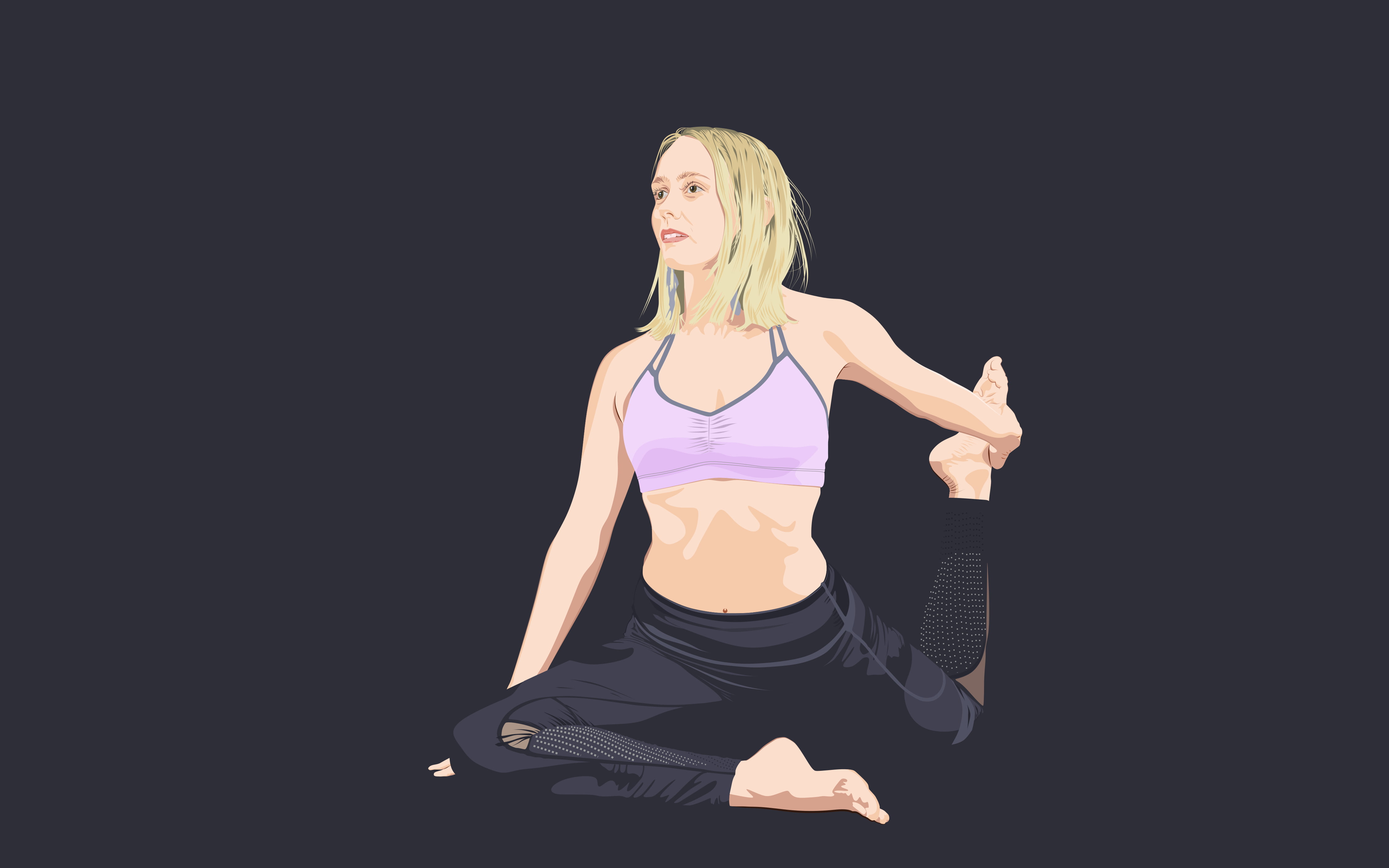 MinimalistJunky, vector, athlete, 4K, vector art, yoga, exercise, Blondie, women, minimalism, HD Wallpaper