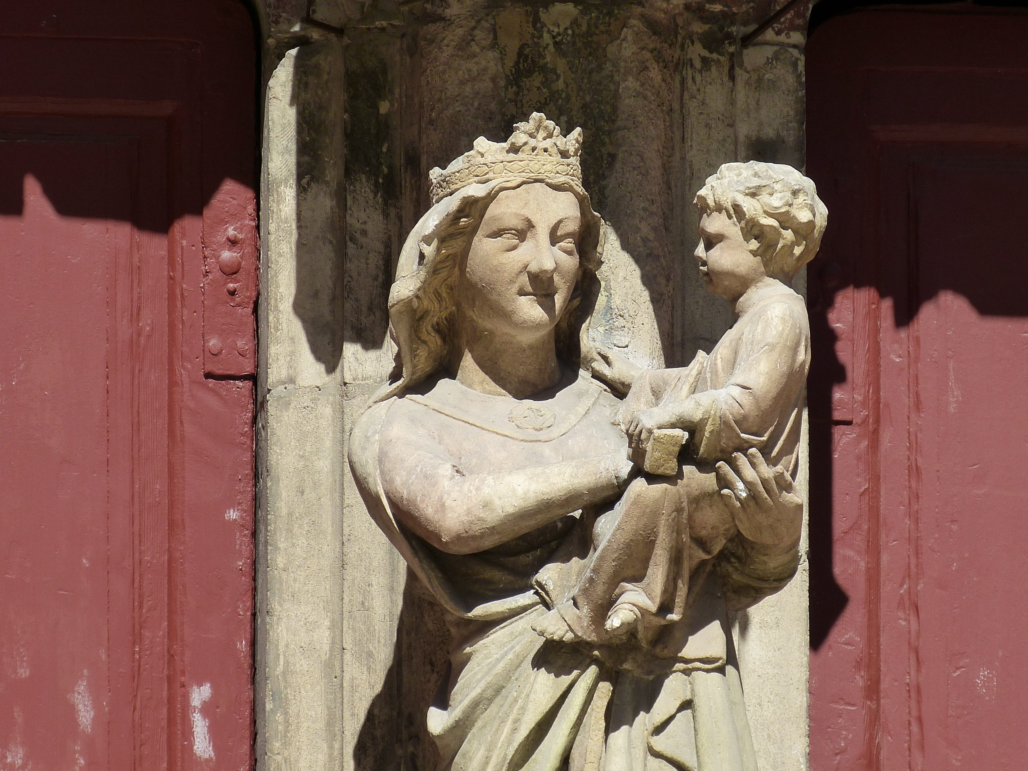 aix-en-provence, human representation, door, ornate, the past, history, stone material, Aix, belief, france, place of worship, jesus, representation, maria, HD Wallpaper