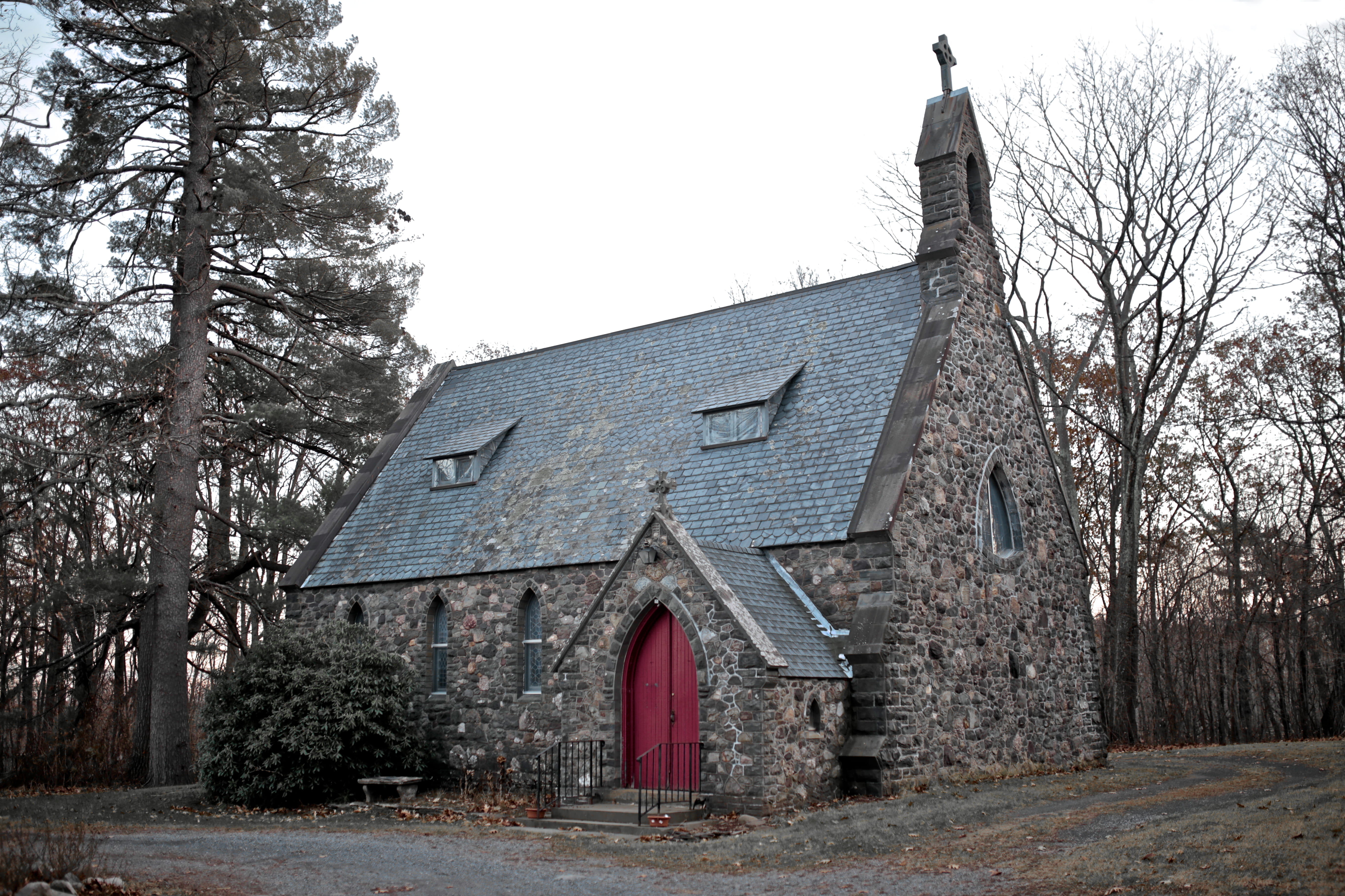5K, church, worship, winter, cold, chapel, land, no people, religion, tree, plant, united states, architecture, bare tree, stone, building, cold temperature, HD Wallpaper