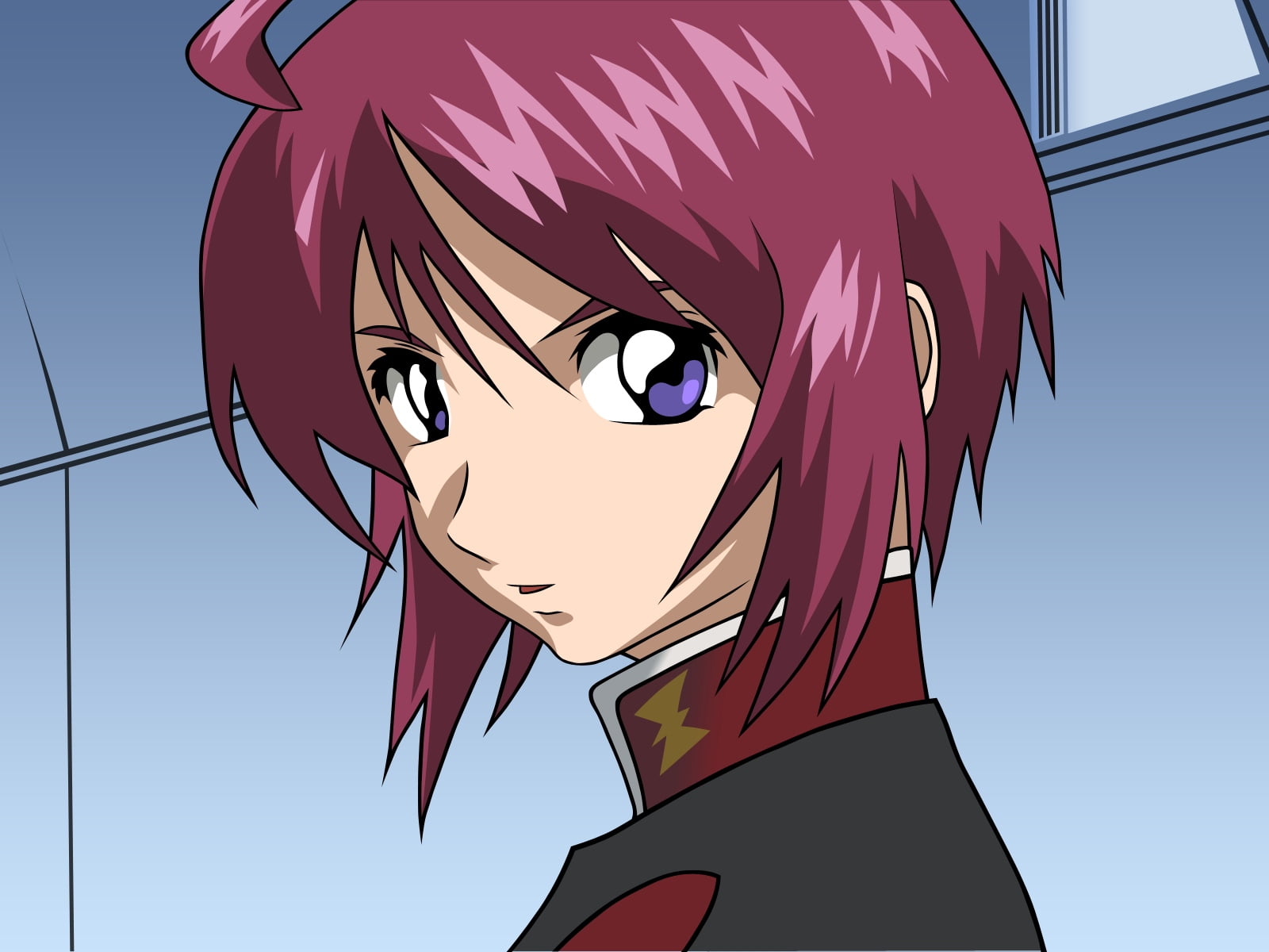 mobile suit gundam, outdoors, real people, red, representation, haired, portrait, female, one person, illustration, close-up, 720P, lunamaria hawke, human representation, HD Wallpaper