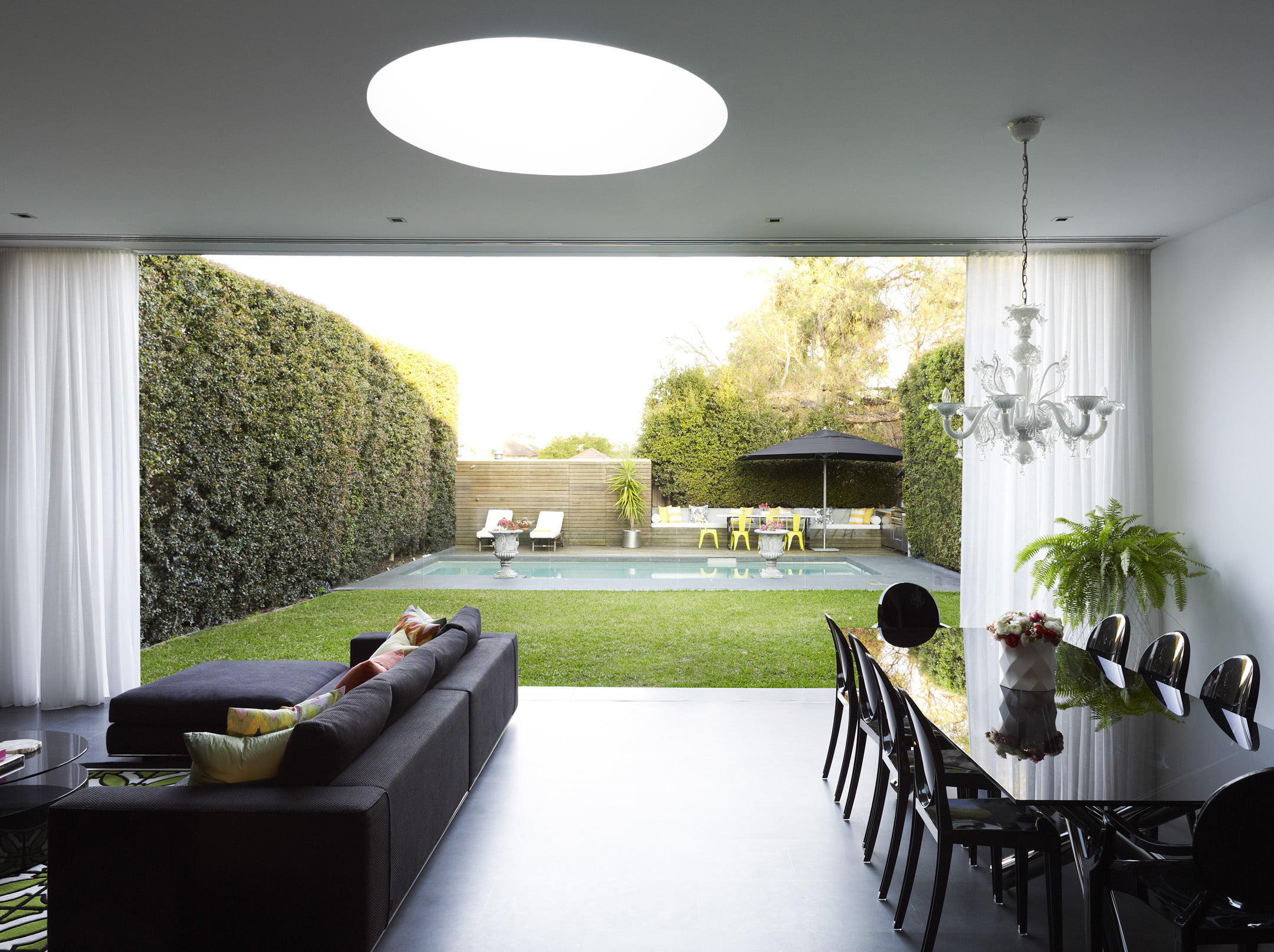 sectional, home, furniture, luxury, pool interior, green color, interior, built structure, ceiling, lighting equipment, home interior, design, sofa, desigen, HD Wallpaper