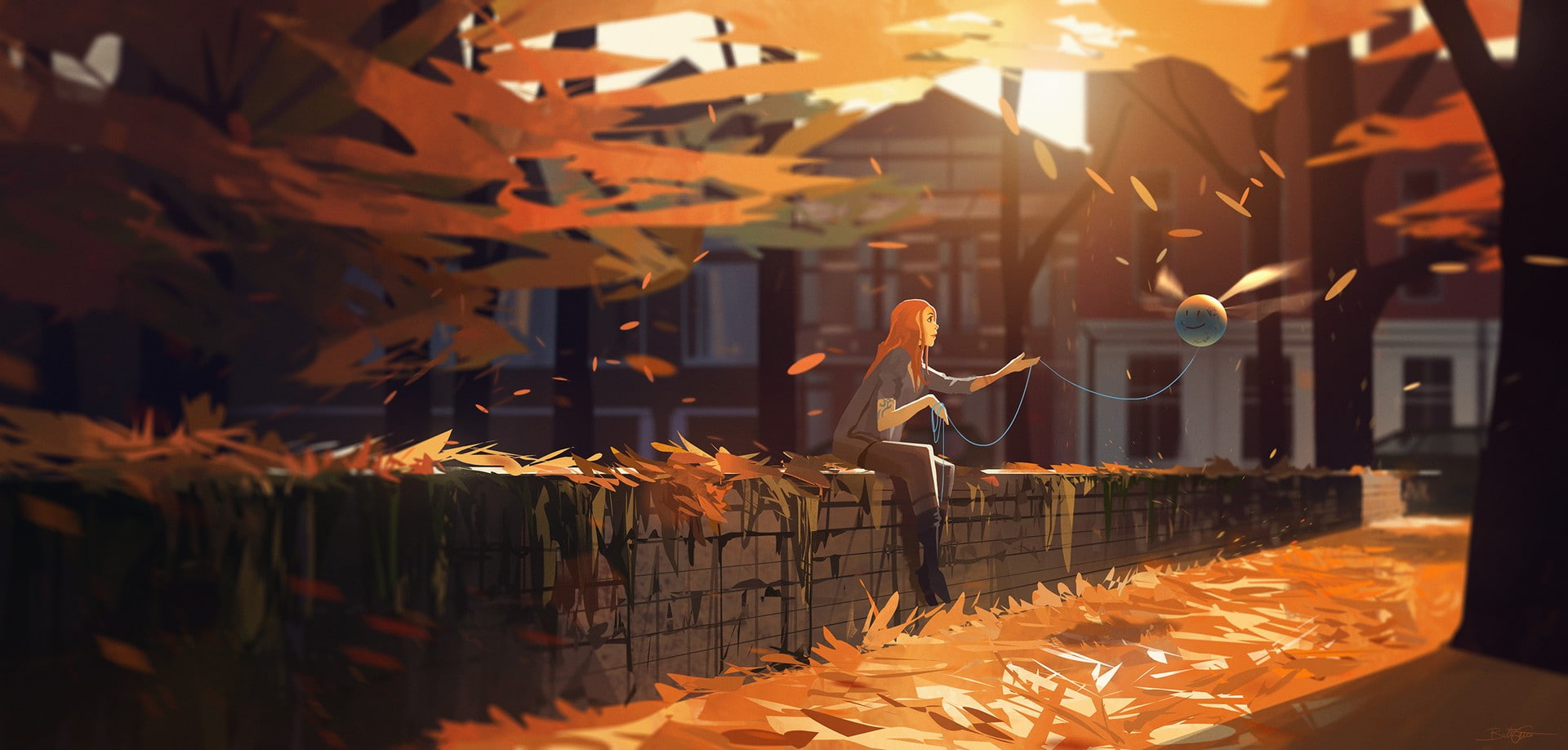 sunset, bonsai, illustration, 1080P, HD Wallpaper
