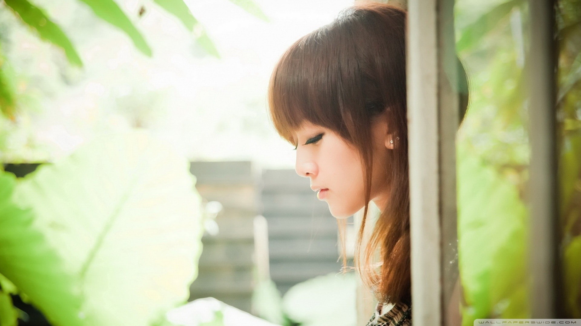 women, childhood, offspring, brown hair, casual clothing, contemplation, outdoors, innocence, Asian, looking, long hair, profile view, Mikako Zhang Kaijie, HD Wallpaper