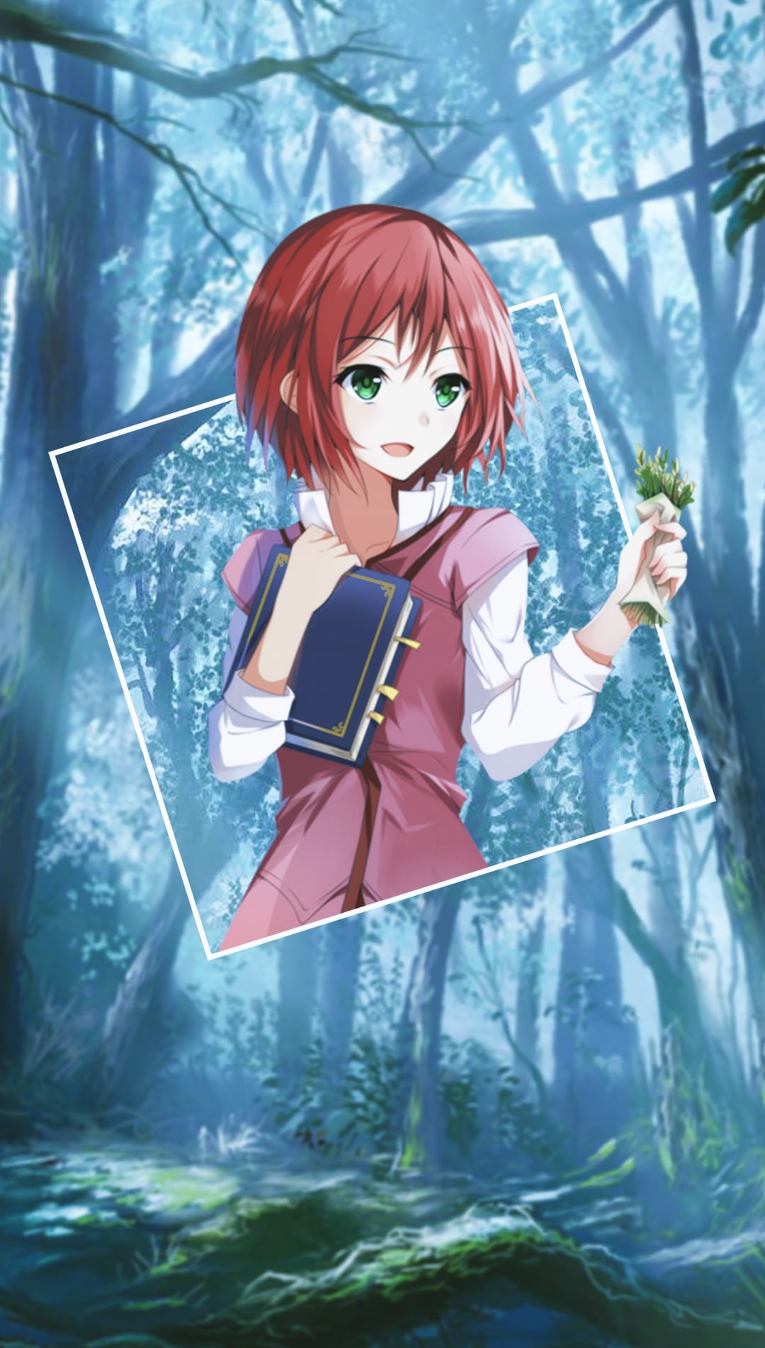 720P, childhood, anime, dressing up, woodland, anime girls, fun, picture-in-picture, redhead, disguise, child, offspring, nature, standing, costume, green eyes, Phone HD Wallpaper