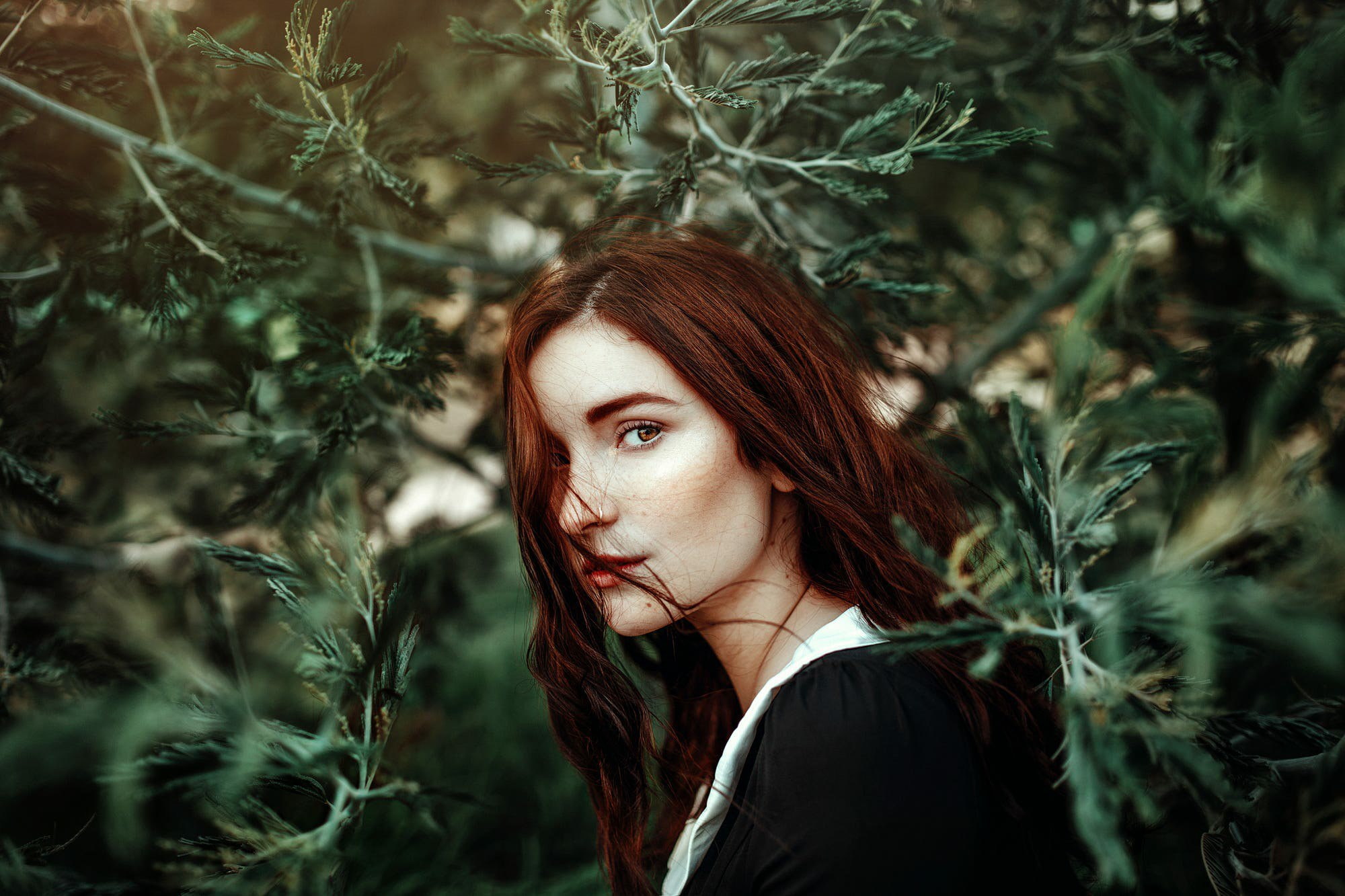 adult, women, young adult, long hair, headshot, beauty, young women, teenager, nature, one person, face, beautiful woman, outdoors, portrait, 1080P, dyed red hair, HD Wallpaper