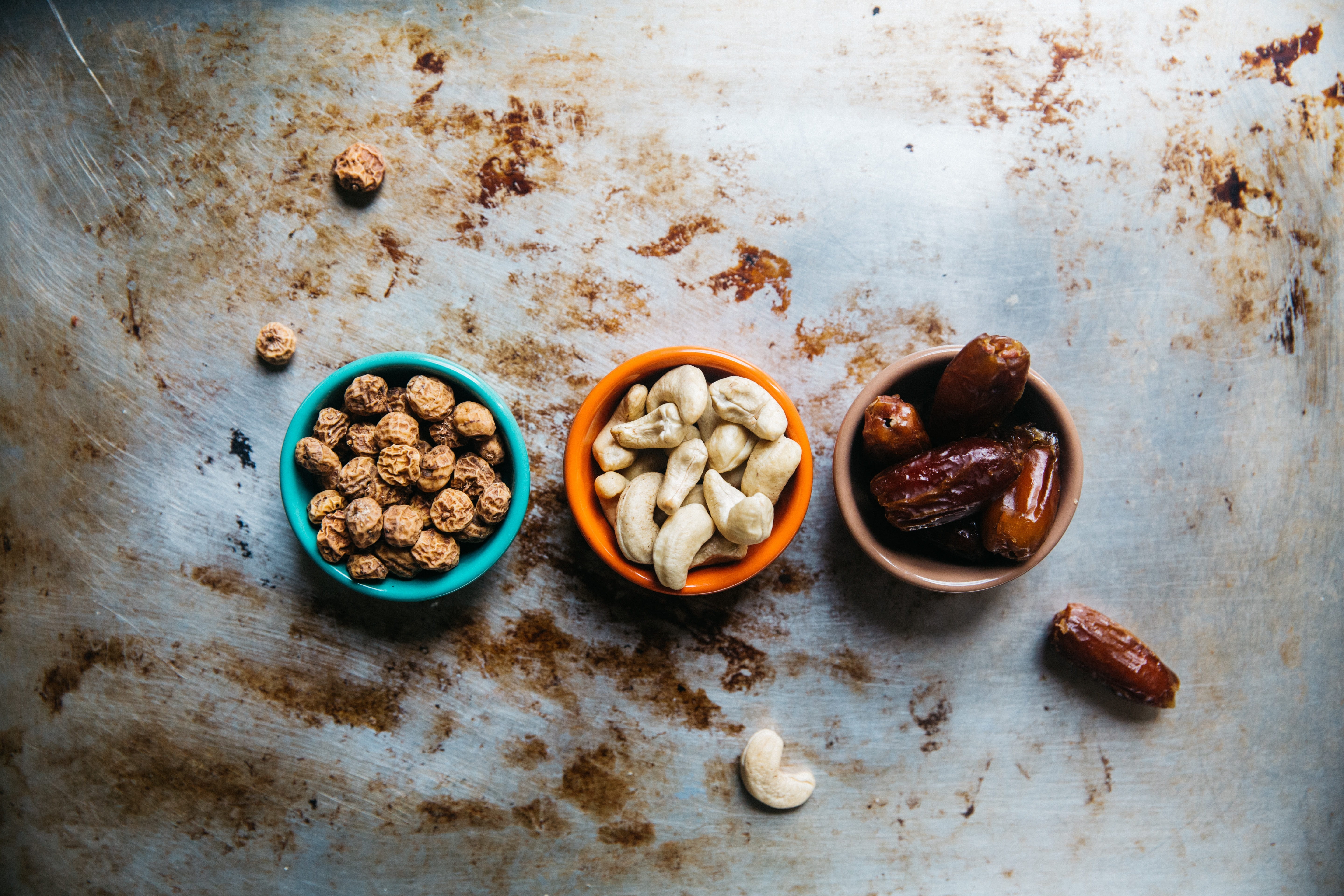 bowl, table, wellbeing, cashew, high angle view, still life, spice, prunes, choice, no people, food and drink, raisins, healthy eating, 5K, food, variation, HD Wallpaper
