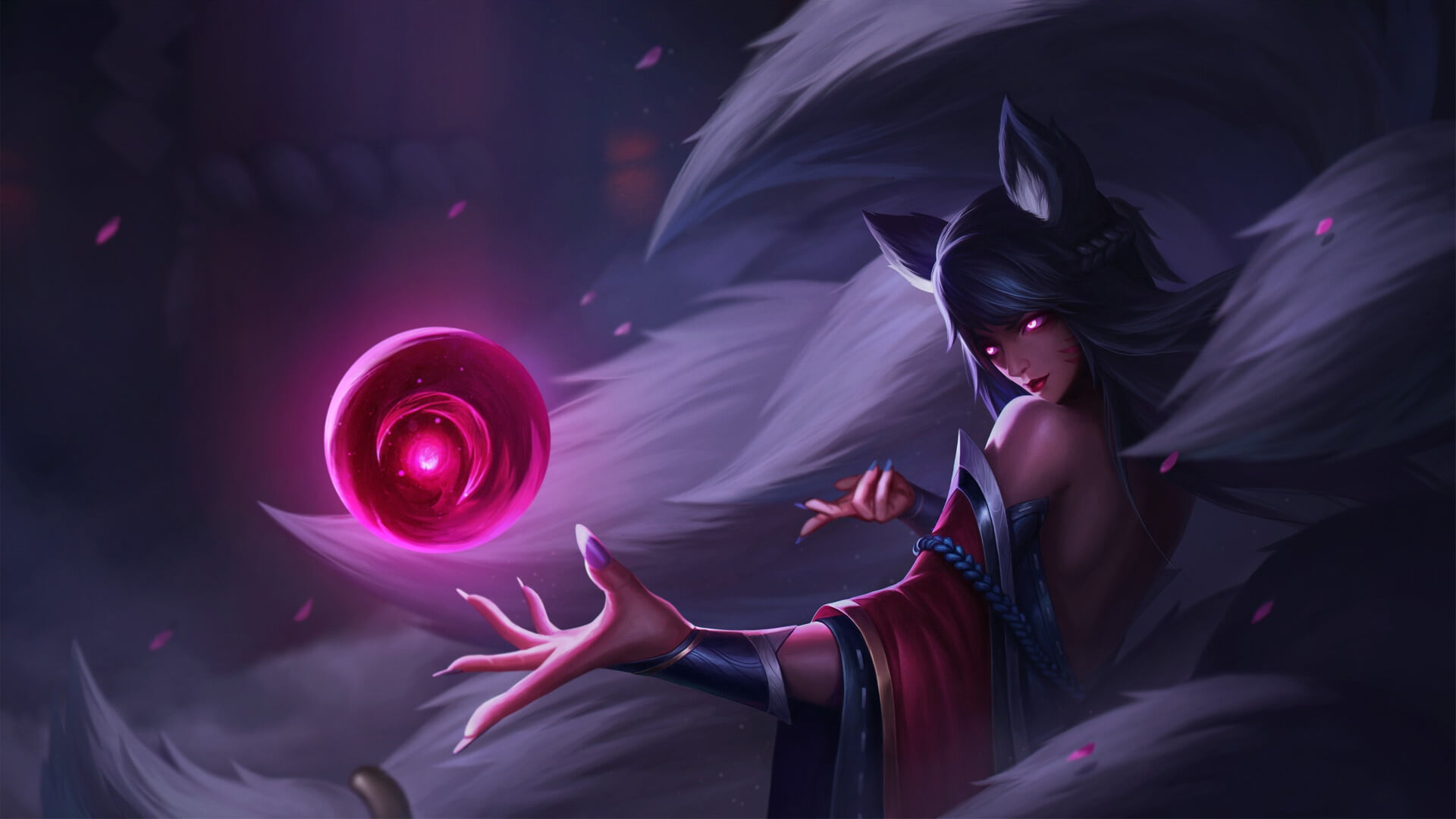 fantasy girl, 1080P, fantasy art, League of Legends, magic, Ahri (League of Legends), PC gaming, HD Wallpaper