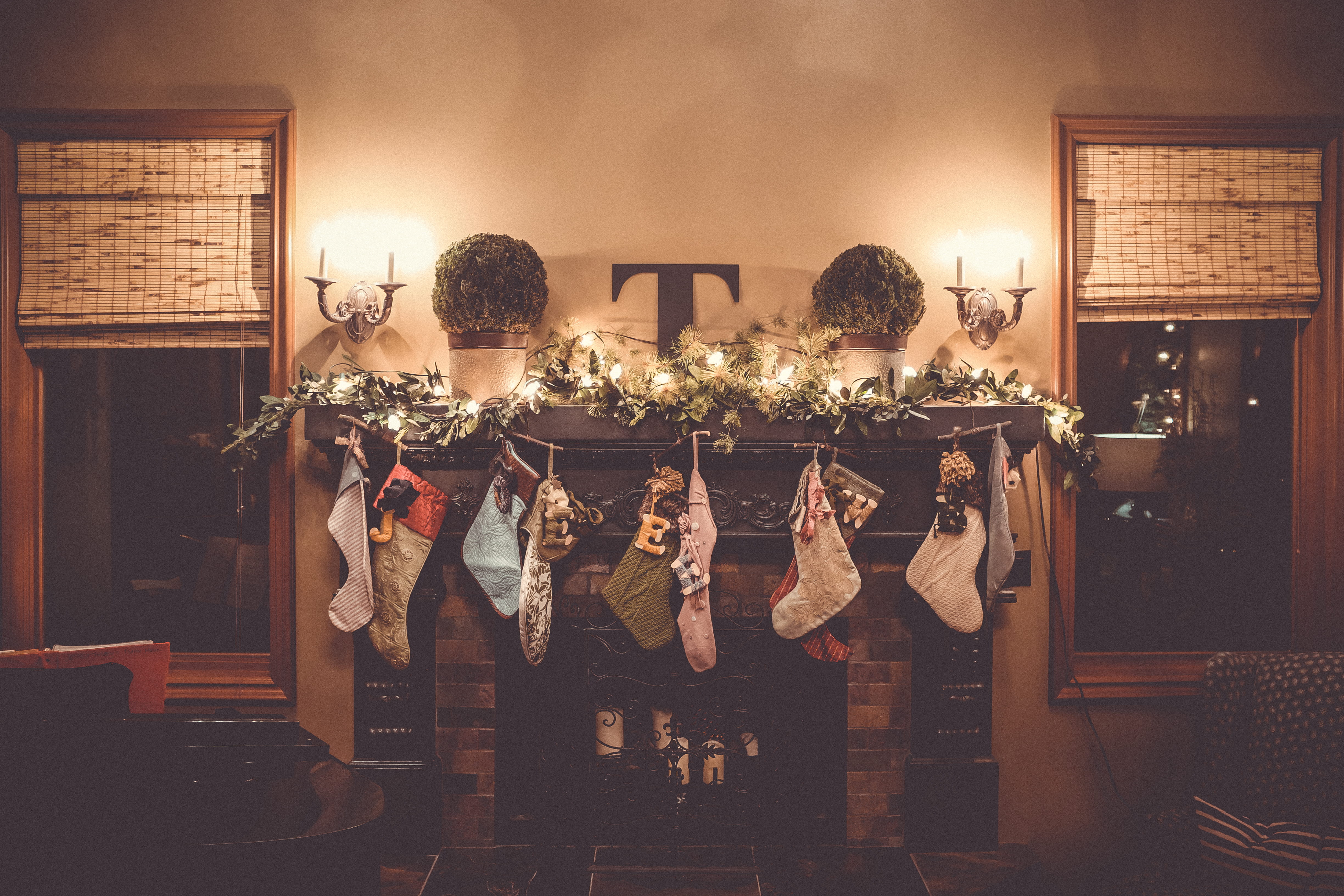 illuminated, window, christmas decoration, old-fashioned, festive, hang, hanged, christmas, event, holiday, men, hanging, stocking, standing, string, 4K, HD Wallpaper