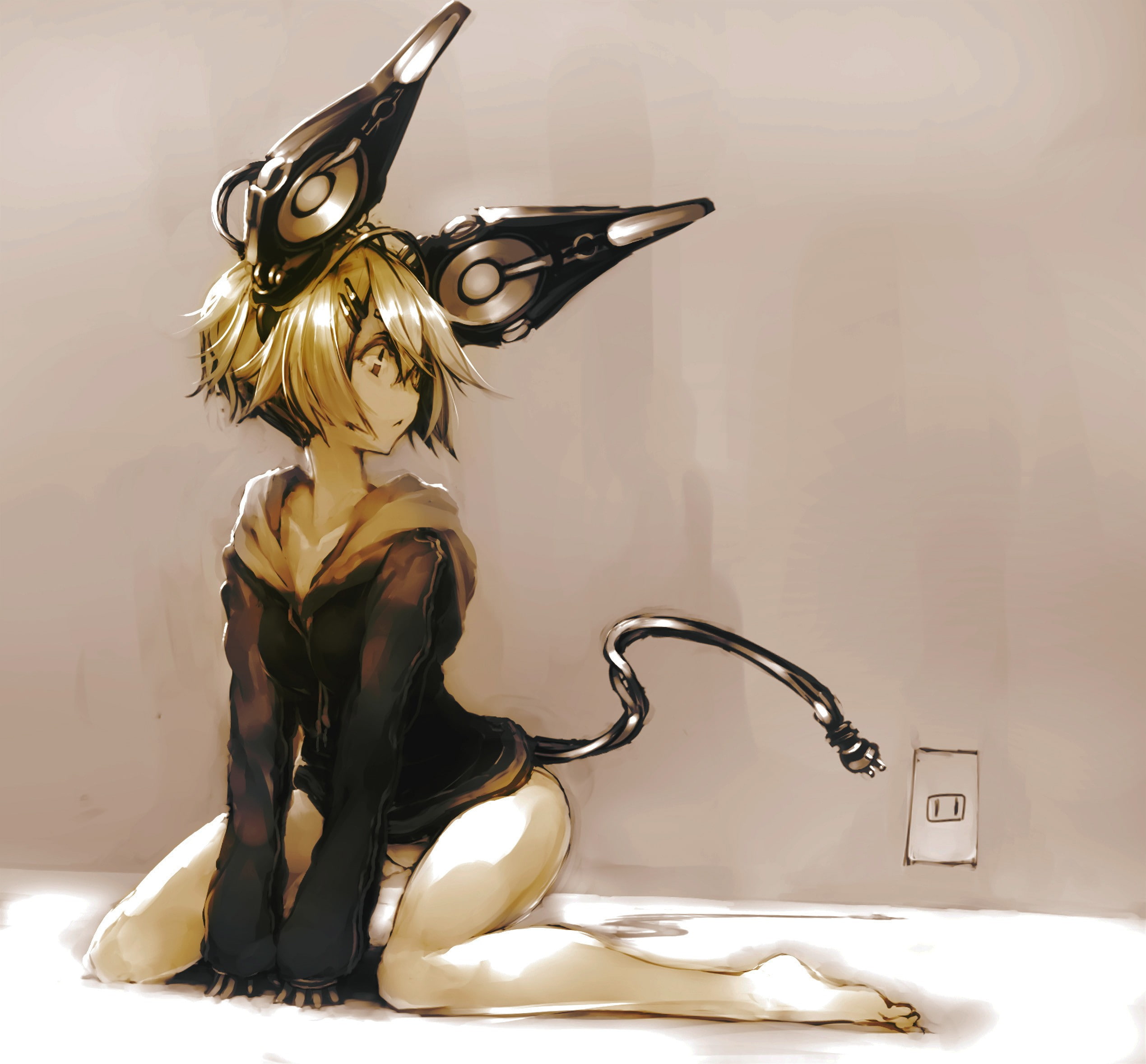tail, electronic, cat, anime, 1080P, HD Wallpaper