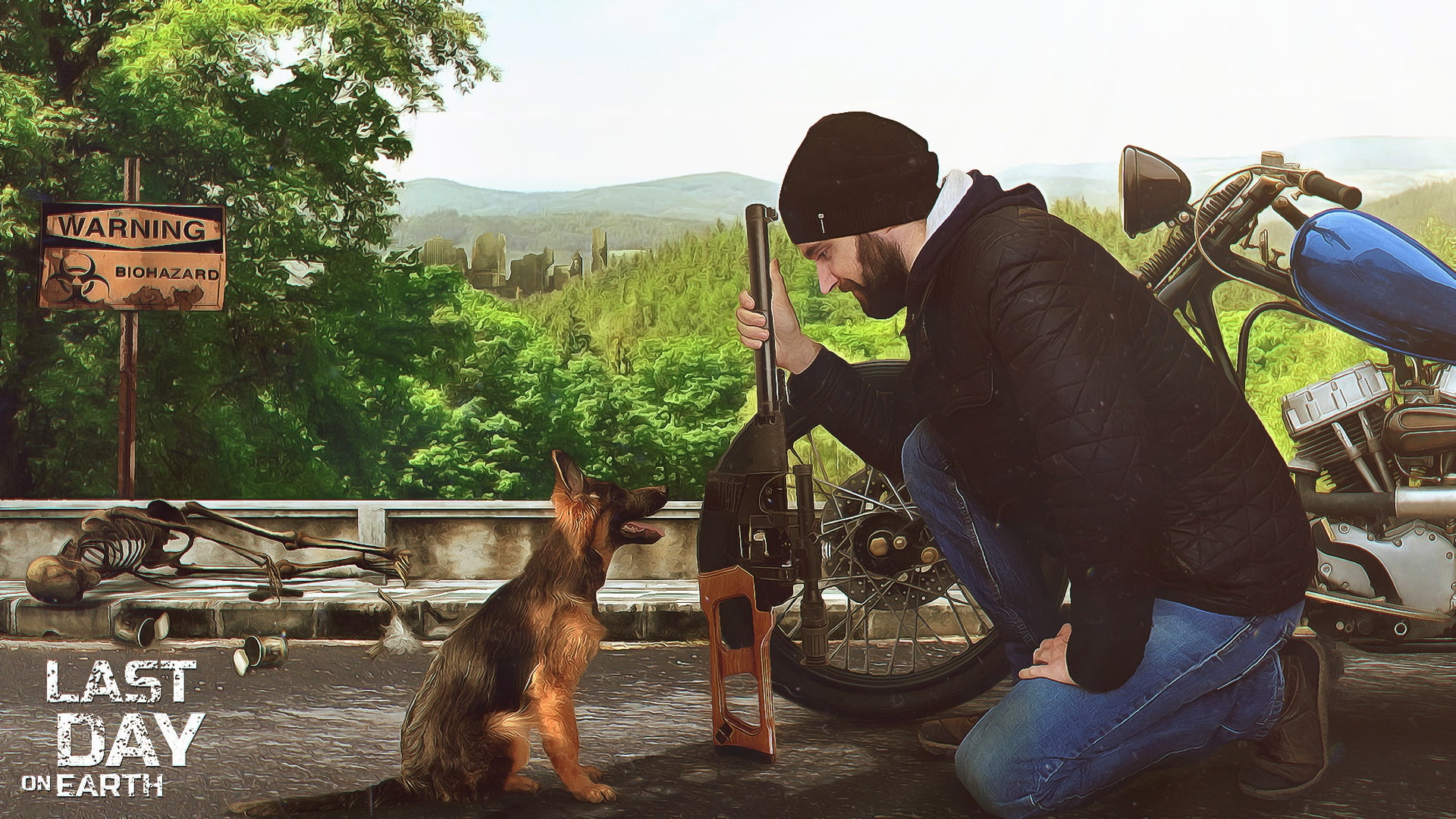 1080P, Last Day on Earth, Bike, Man, Survival, Weapons, Gun, Apocalypse, Dog, Forest, Biker, HD Wallpaper