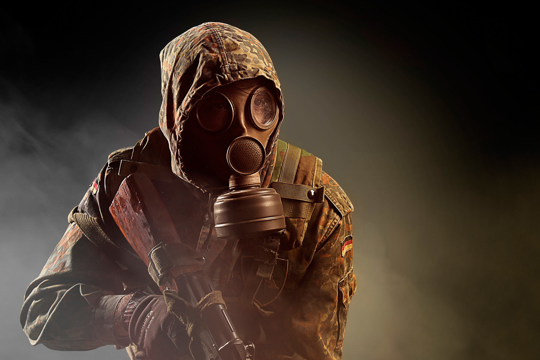 Gas Mask, Weapon, Man, 1080P, Military, Soldier, Gun, HD Wallpaper