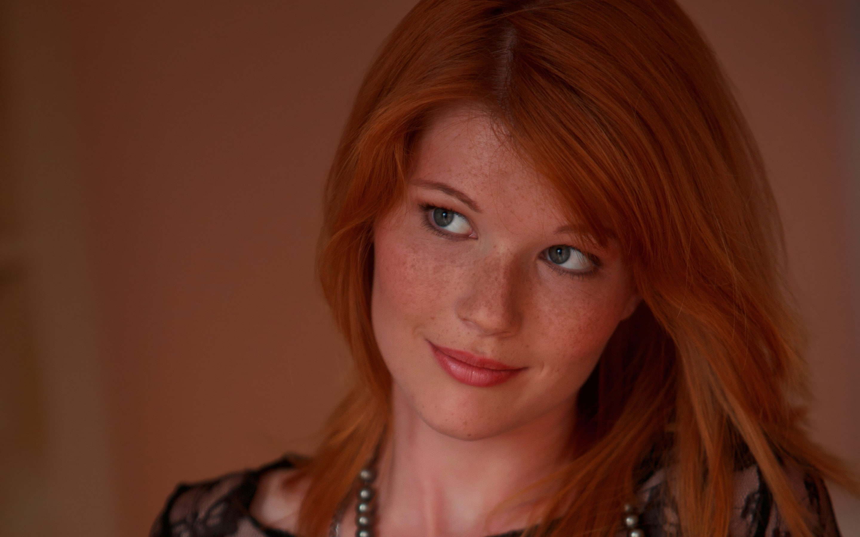 face, redhead, Mia Sollis, women, 2K, looking up, HD Wallpaper