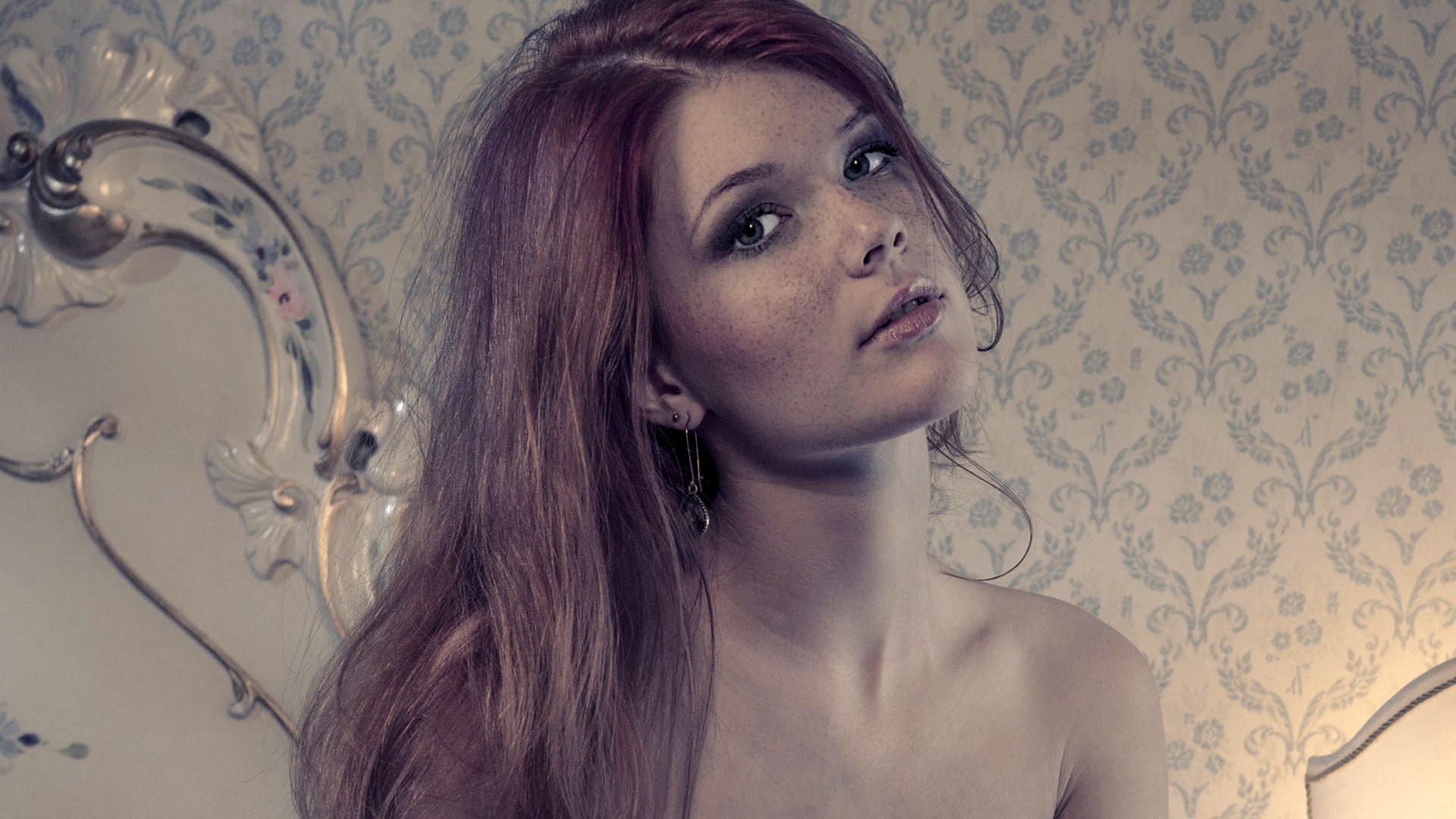 depression - sadness, one person, 1080P, women, looking, contemplation, hair, pattern, retro styled, adult, human hair, headshot, portrait, HD Wallpaper