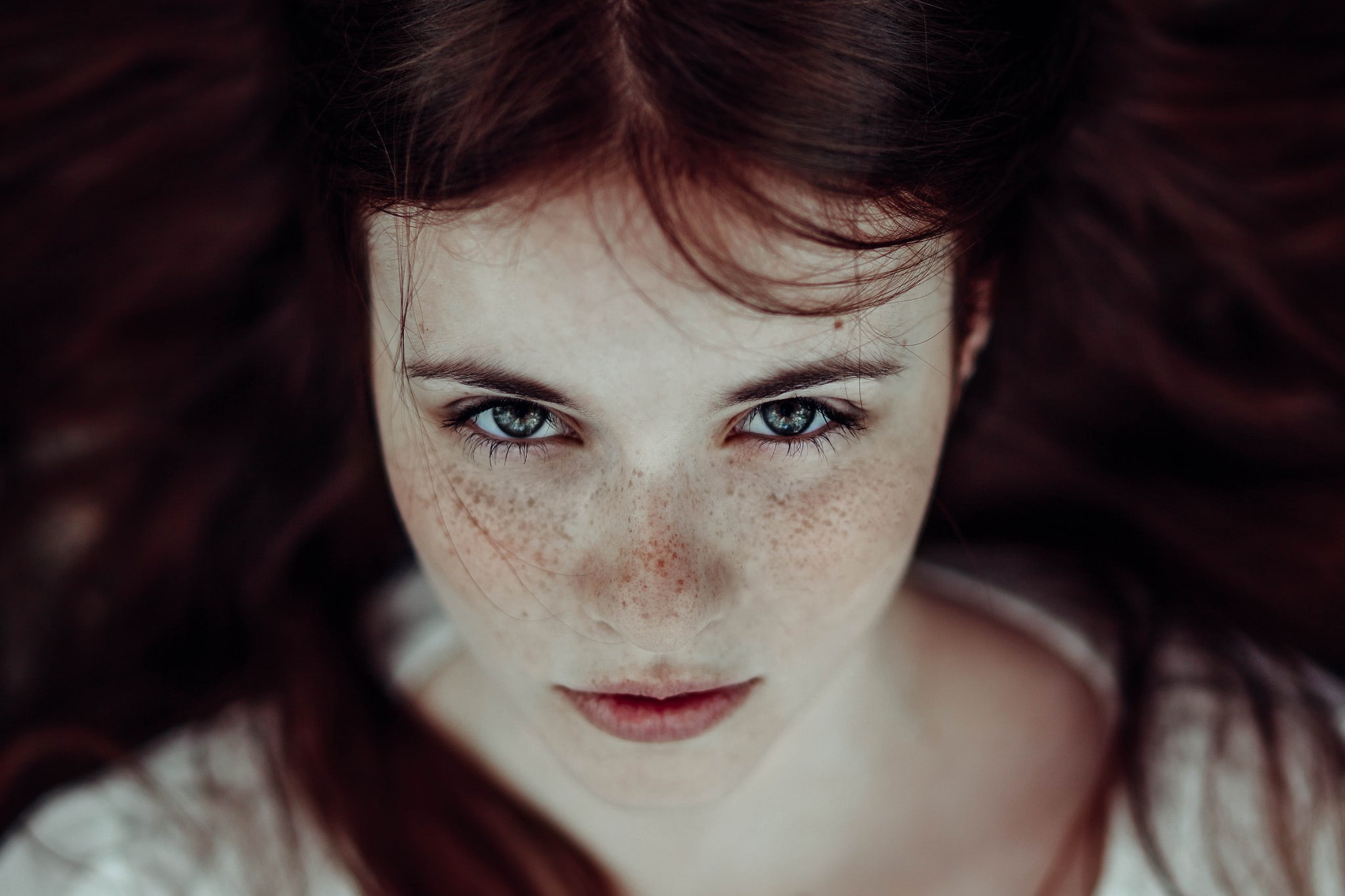 redhead, face, freckles, women, 1080P, HD Wallpaper