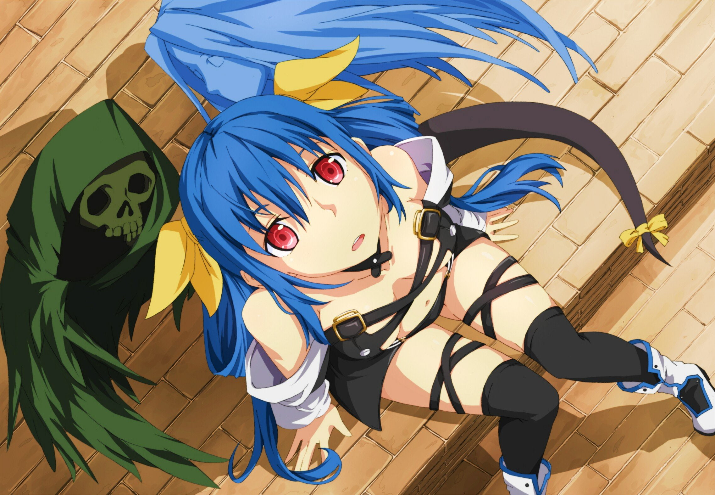 Dizzy (Guilty Gear), 1080P, artwork, Guilty Gear, Blue Hair, Red Eyes, thigh, highs, Anime Girls, anime, HD Wallpaper