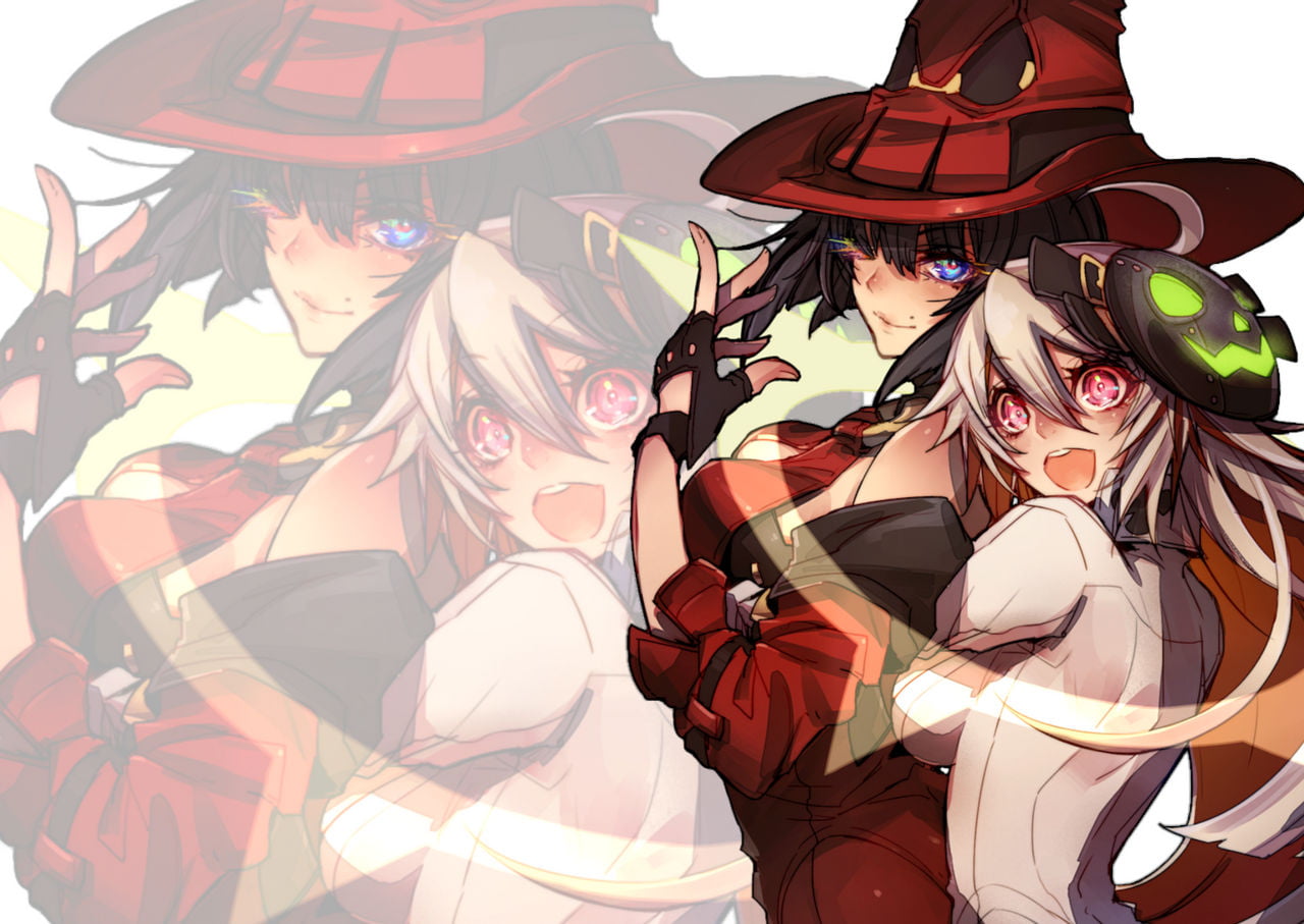 anime girls, Guilty Gear, I-No, Guilty Gear Xrd, Jack-O Valentine, couple, 720P, I-No (Guilty Gear), HD Wallpaper