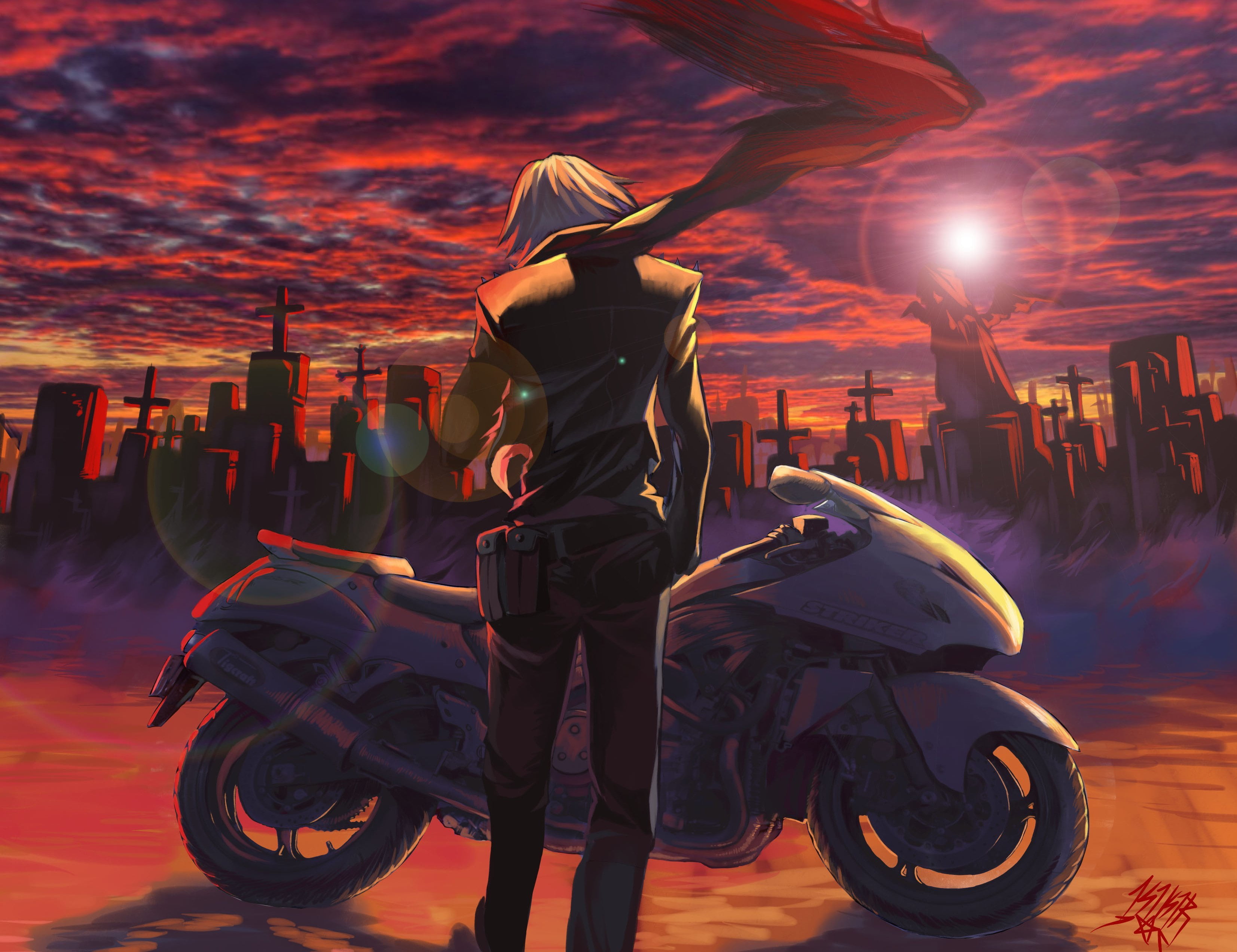 travel, man, sea, young Adult, full length, anime, sky, land vehicle, 2K, guy, mode of transportation, people, outdoors, architecture, back Lit, HD Wallpaper