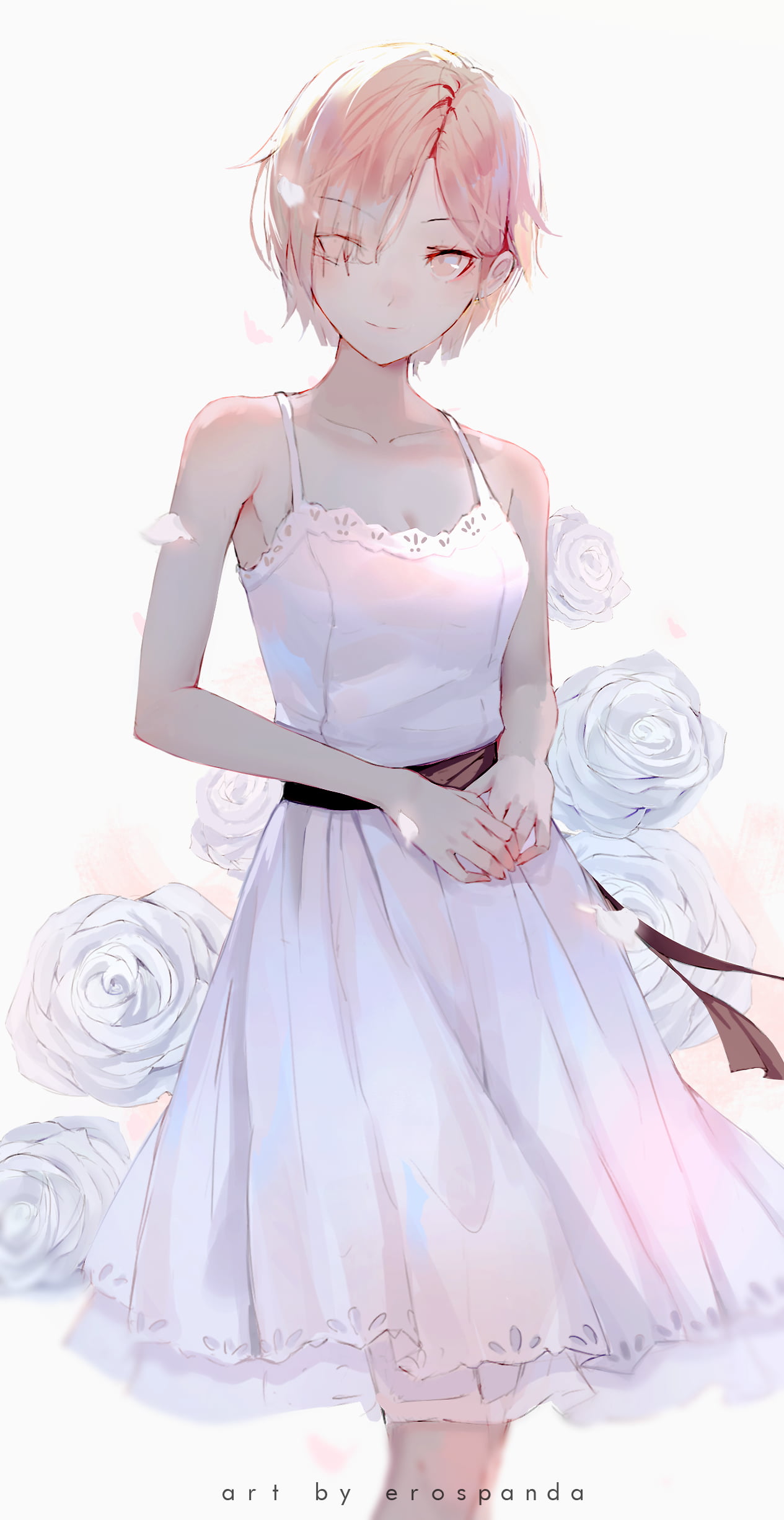 original characters, simple background, erospanda, 1080P, anime, anime girls, Phone HD Wallpaper